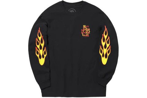 image of Anti Social Social Club x Fr2 Ds Red Assc X Fr2 Fire Pattern Black Long Sleeve Tee Long sleeve Fog 