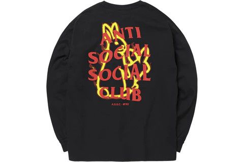 Anti Social Social Club × FR2 DS ASSC x FR2 Fire Pattern Black Long Sleeve Tee LS FTP BAPE Size US L / EU 52-54 / 3 - 6 Thumbnail
