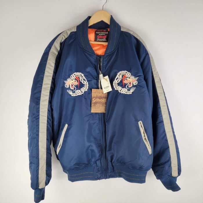 Schott NWT Schott NYC nylon flight bomber jacket blue sz 4XL | Grailed