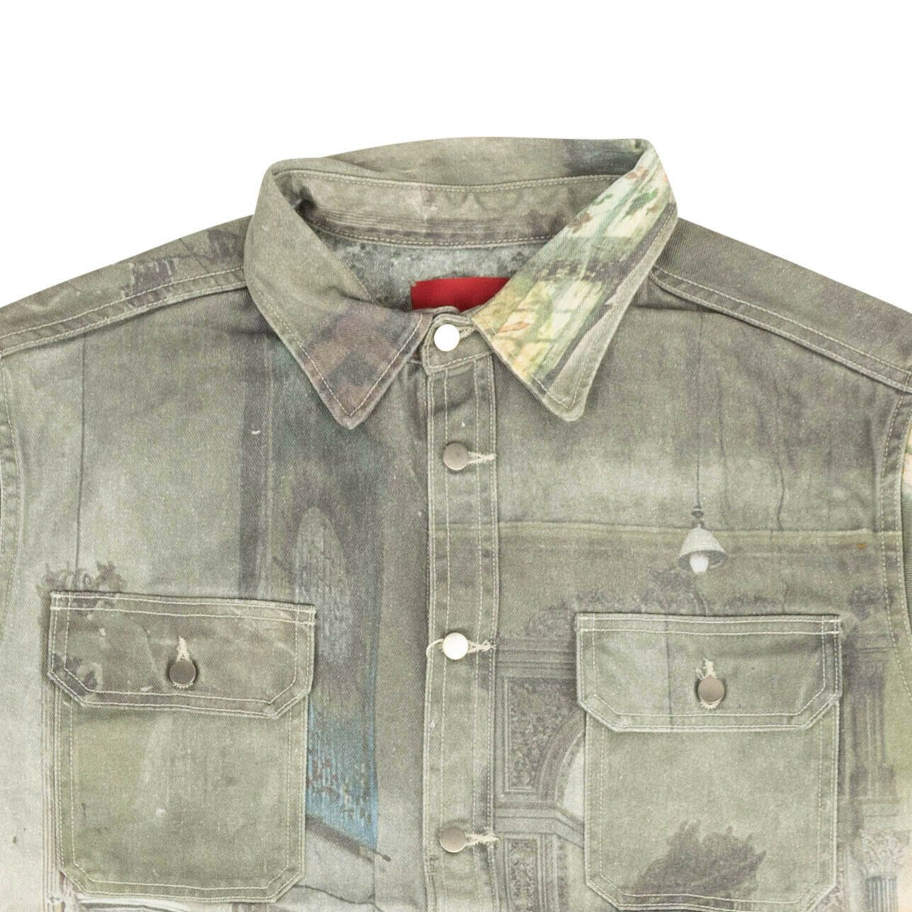 424 Green Photo Print Denim Button Down Shirt Size XL Size US XL / EU 56 / 4 - 3 Thumbnail