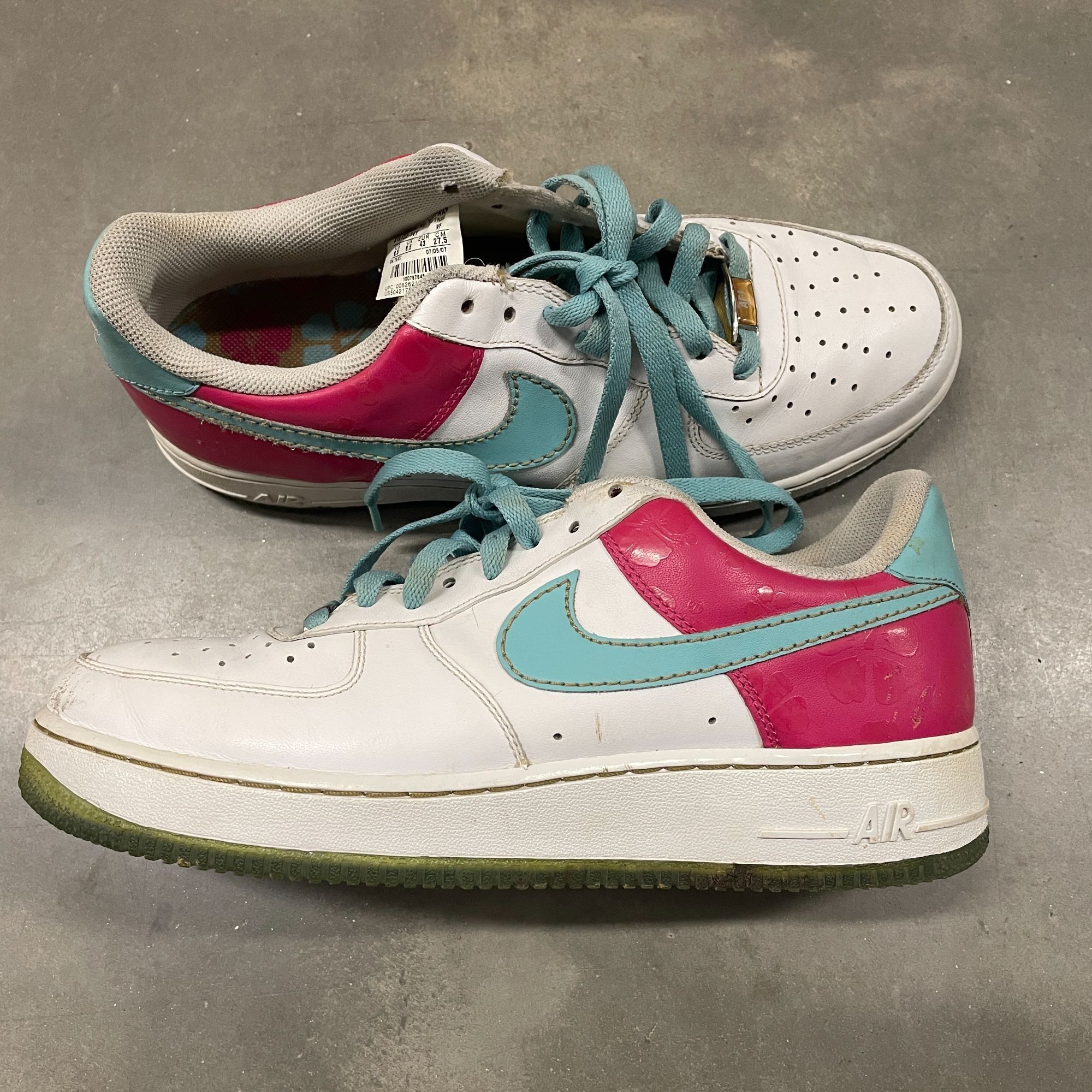 VTG 07 Nike Air Force Pink Blue Aqua Floral Leather OG C