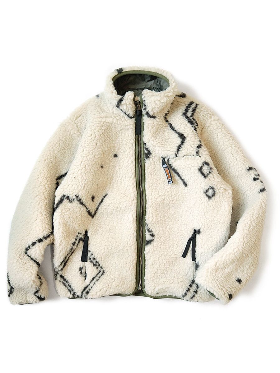Kapital Beniwaren Pattern Reversible Boa Fleece Jacket