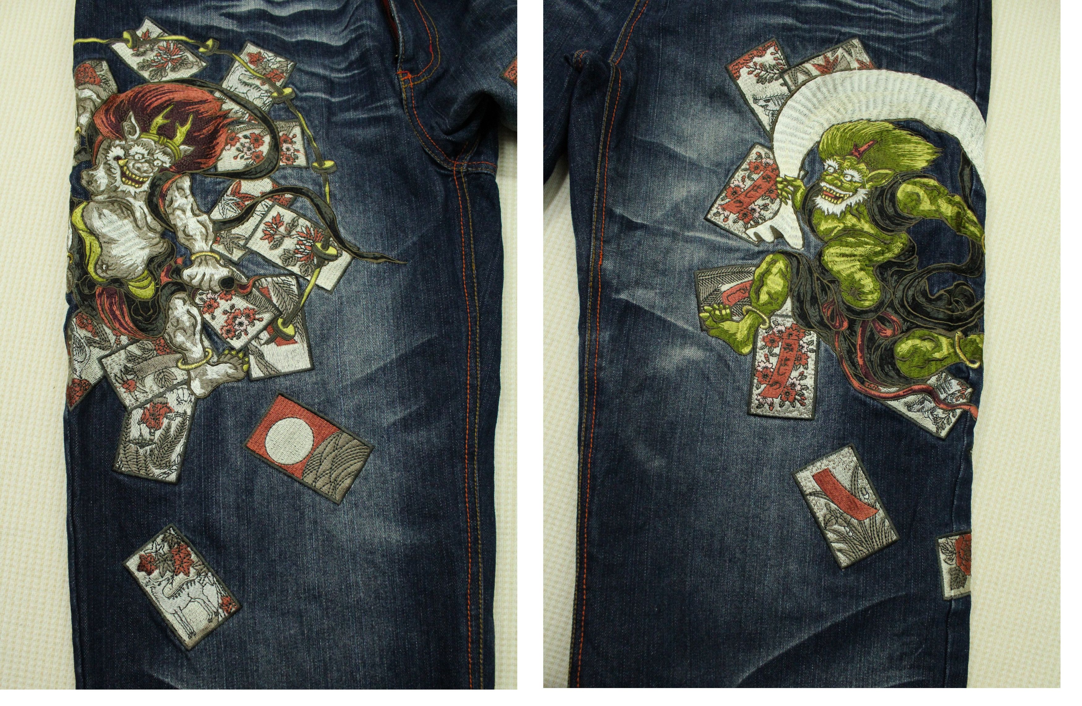 Expert Horror JAPAN DEVILS Denim Embroidered Japanese Tradition Pants Size US 38 / EU 54 - 3 Thumbnail