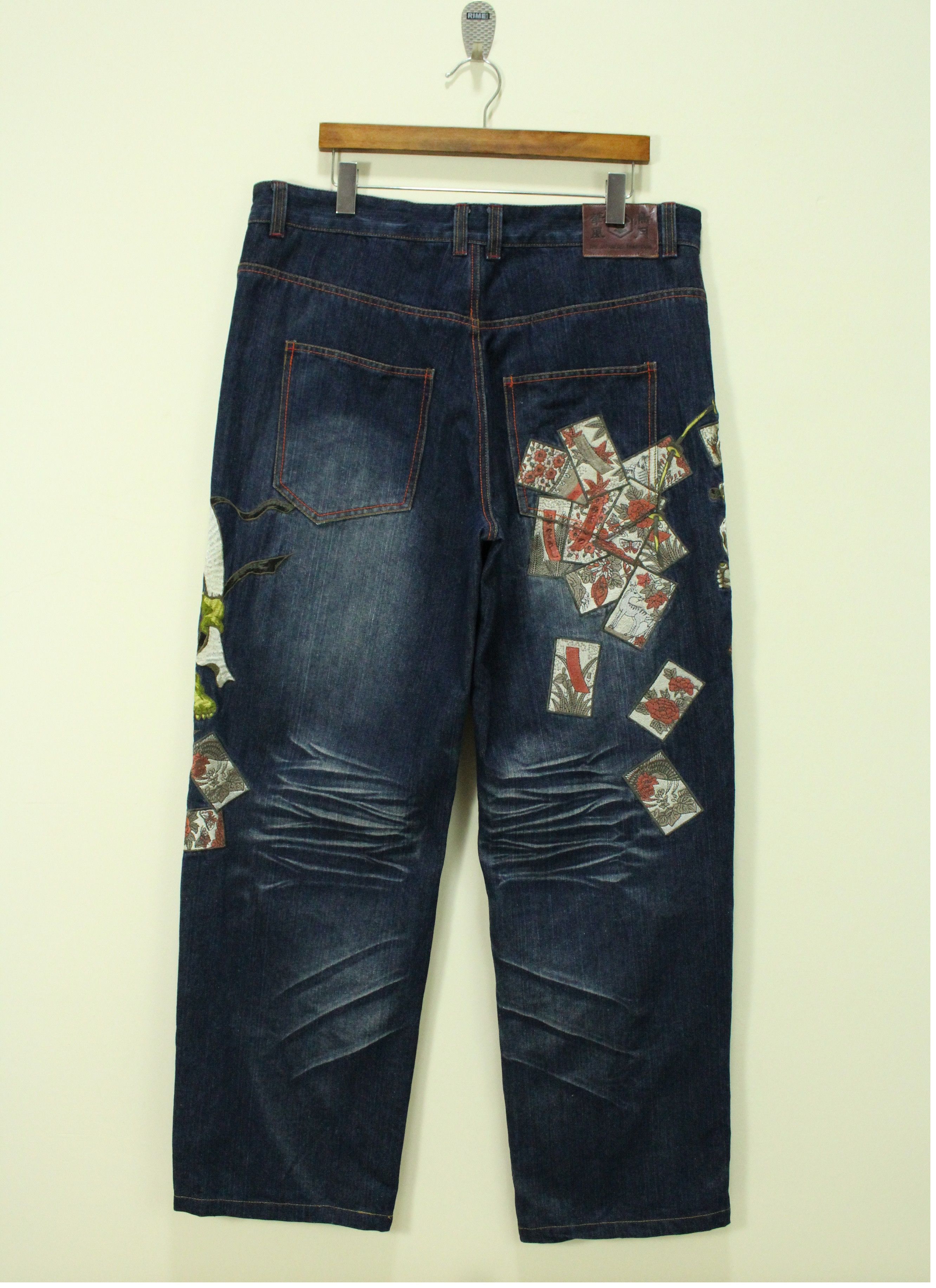Expert Horror JAPAN DEVILS Denim Embroidered Japanese Tradition Pants Size US 38 / EU 54 - 2 Thumbnail