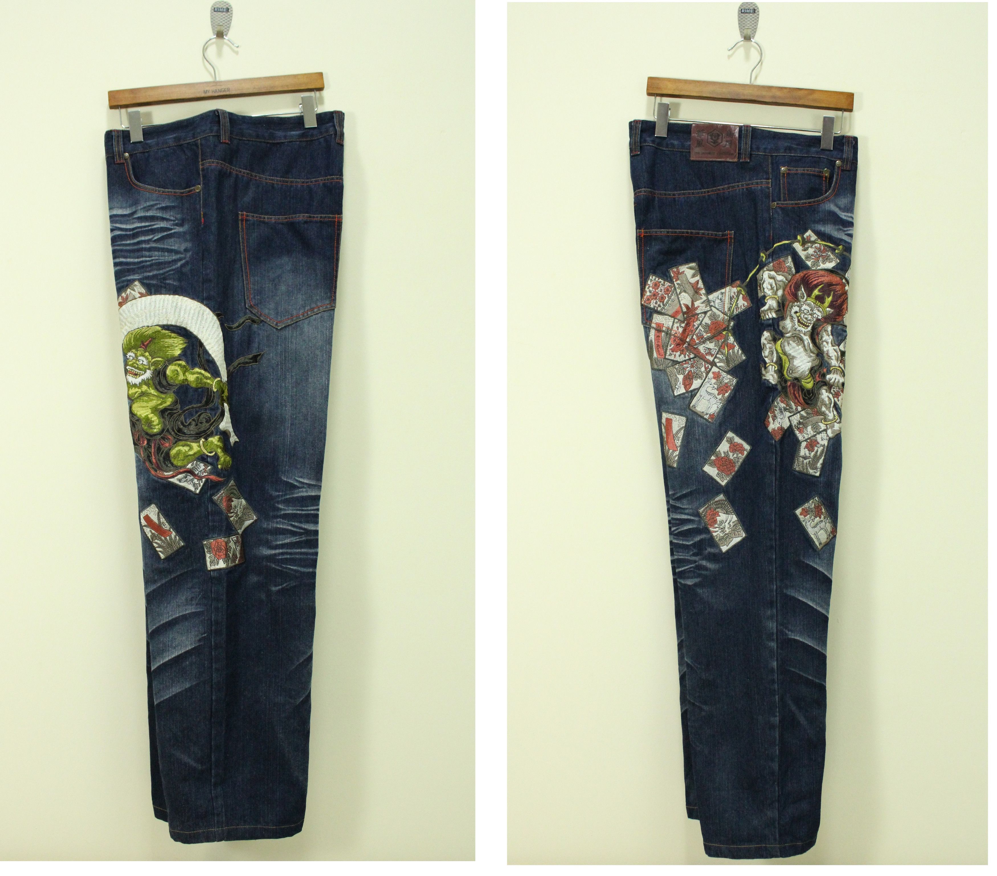 Expert Horror JAPAN DEVILS Denim Embroidered Japanese Tradition Pants Size US 38 / EU 54 - 7 Thumbnail