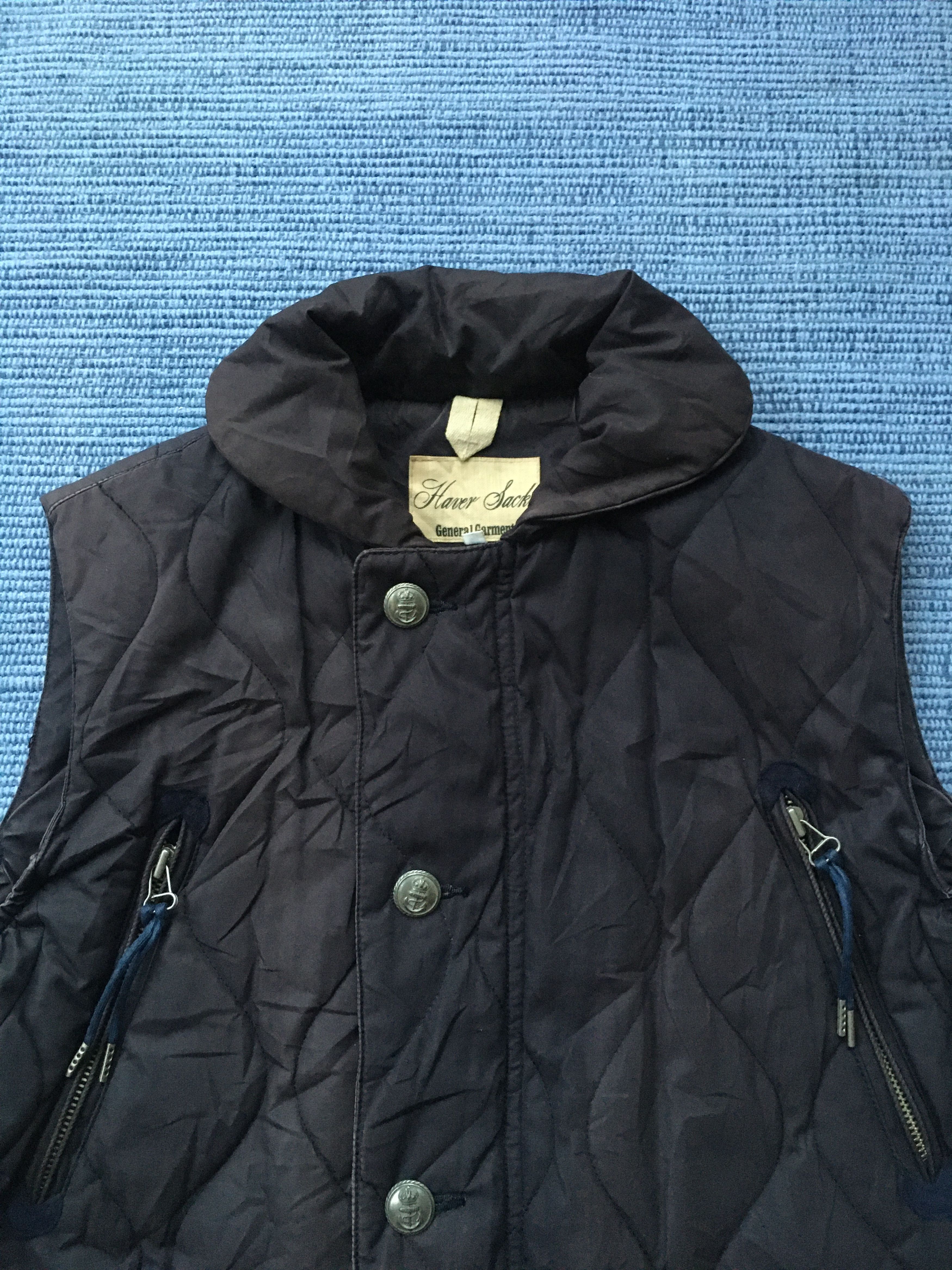 image of Haversack Quilted Cotton Vest in Faded Navy Blue, Men's (Size Medium)