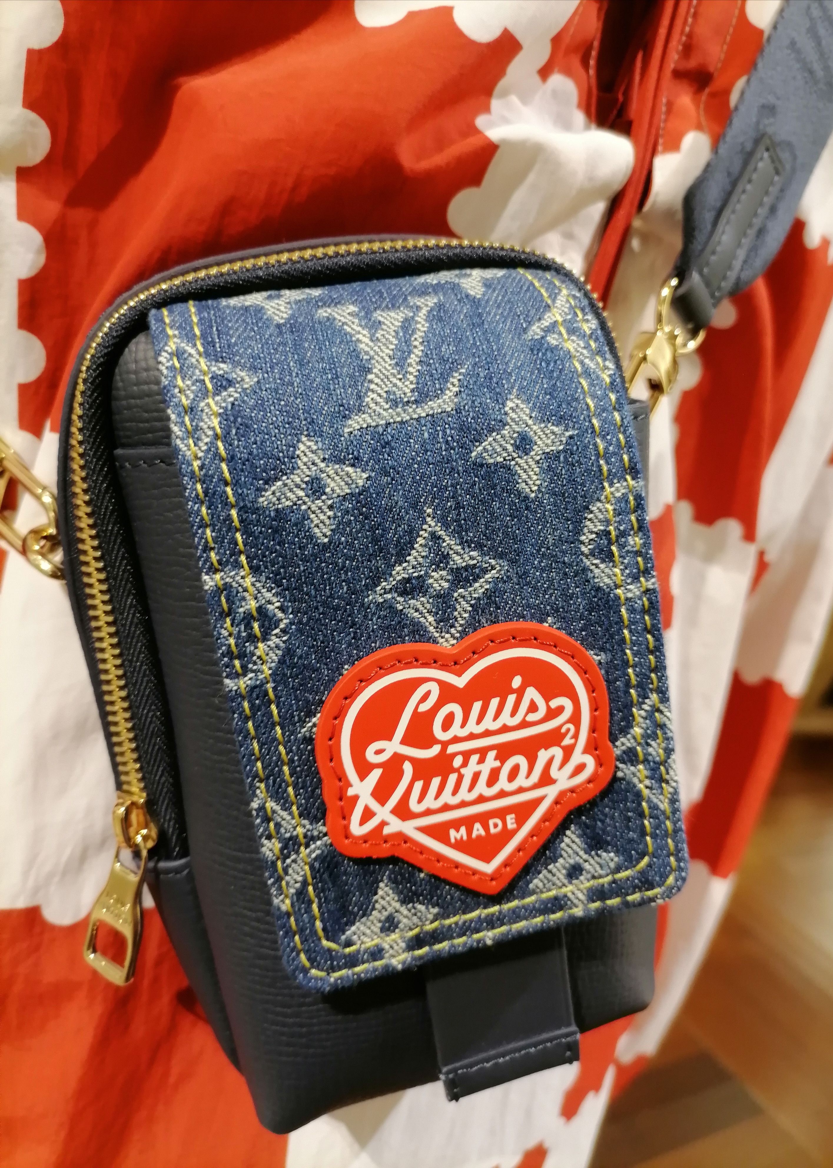 Leather Louis Vuitton X Nigo Flap Double Phone Pouch in Monogram