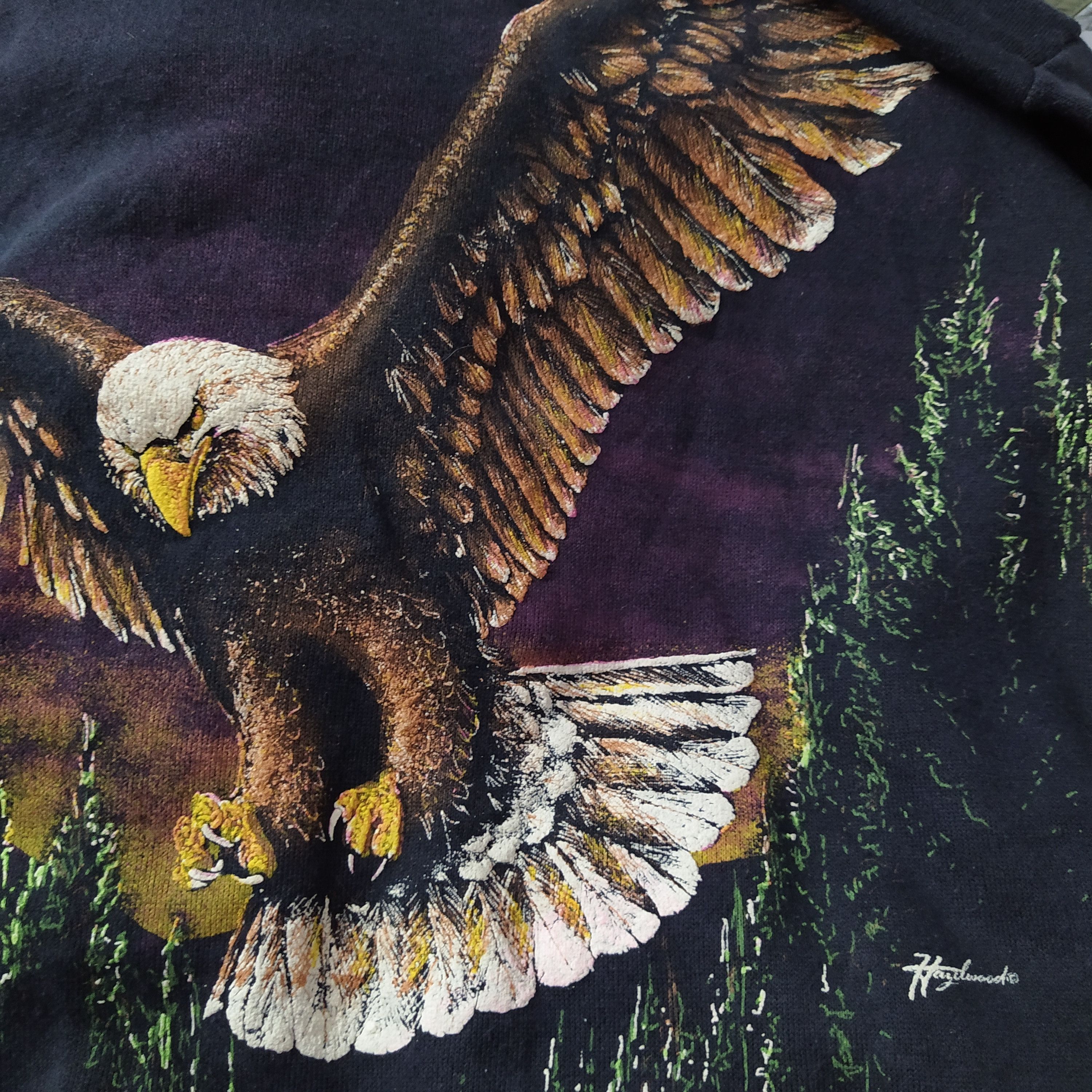 Vintage VTG HAZELWOOD EAGLE HAWK PAINTED SWEATHIRT (D566) Size US XL / EU 56 / 4 - 8 Thumbnail