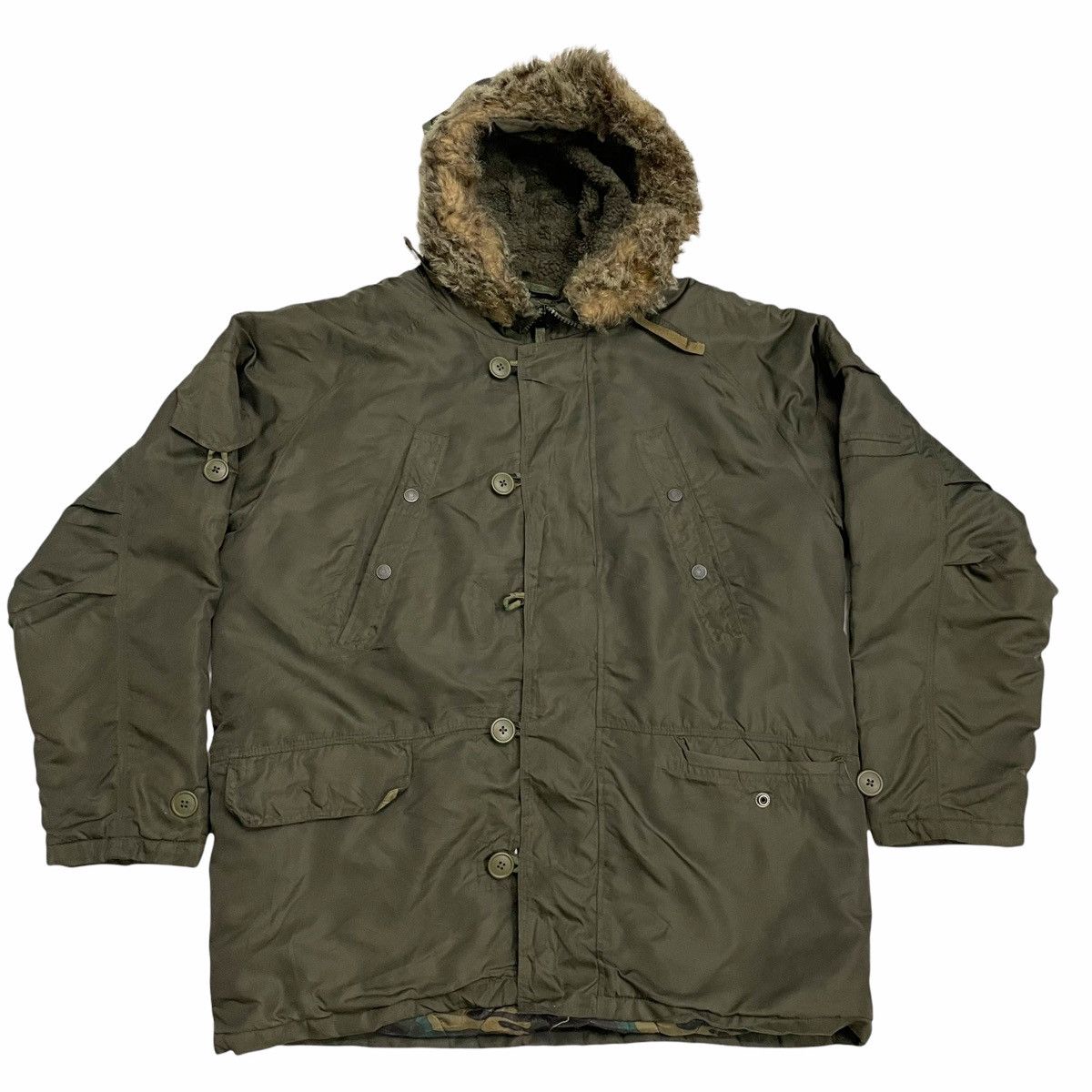 Gap 💥GAP PARKA GREEN ARMY FUR HOODIE JACKET Size US L / EU 52-54 / 3 - 1 Thumbnail