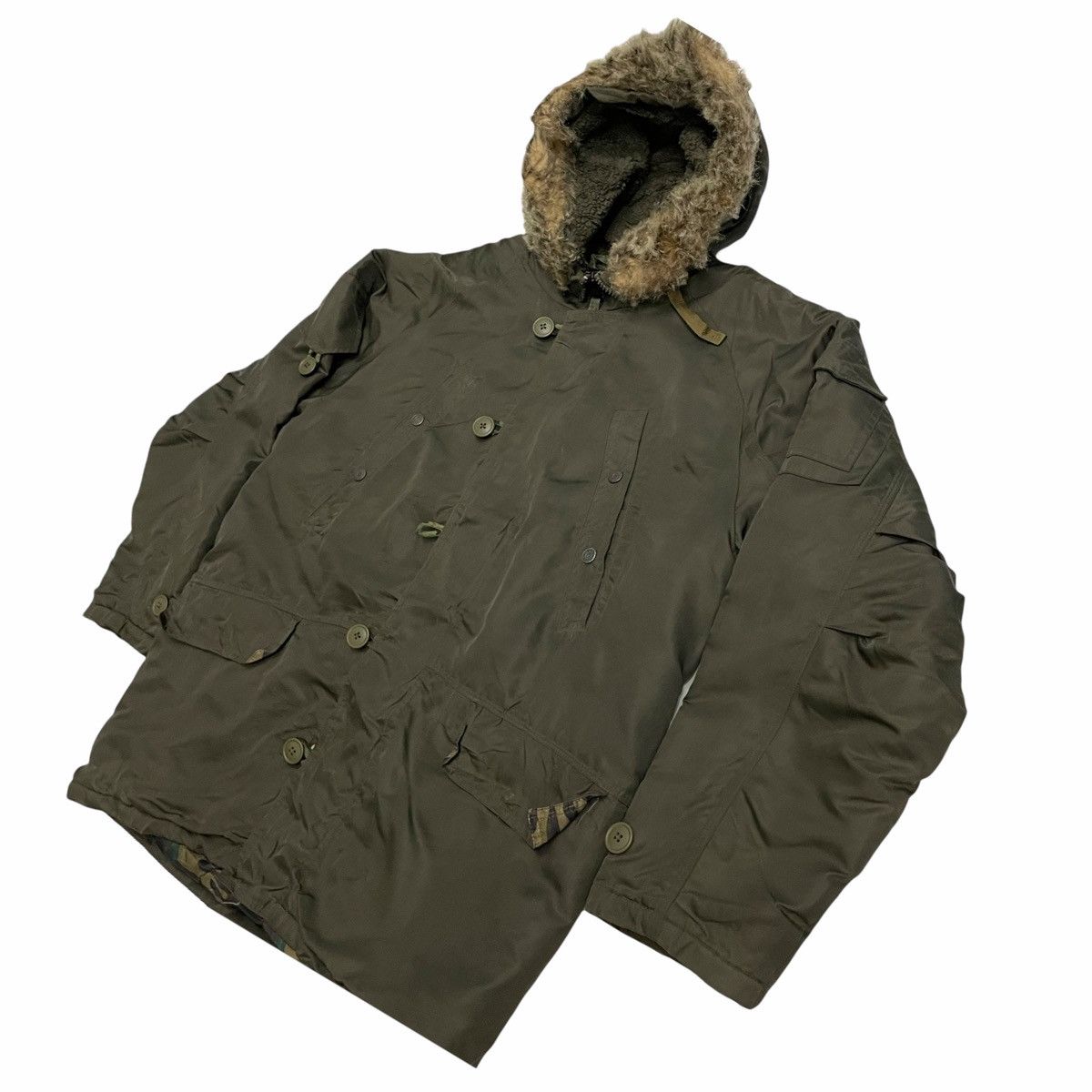 Gap 💥GAP PARKA GREEN ARMY FUR HOODIE JACKET Size US L / EU 52-54 / 3 - 3 Thumbnail