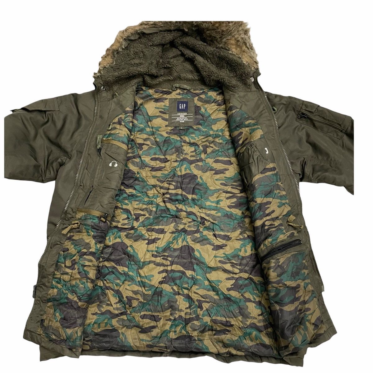 Gap 💥GAP PARKA GREEN ARMY FUR HOODIE JACKET Size US L / EU 52-54 / 3 - 2 Thumbnail