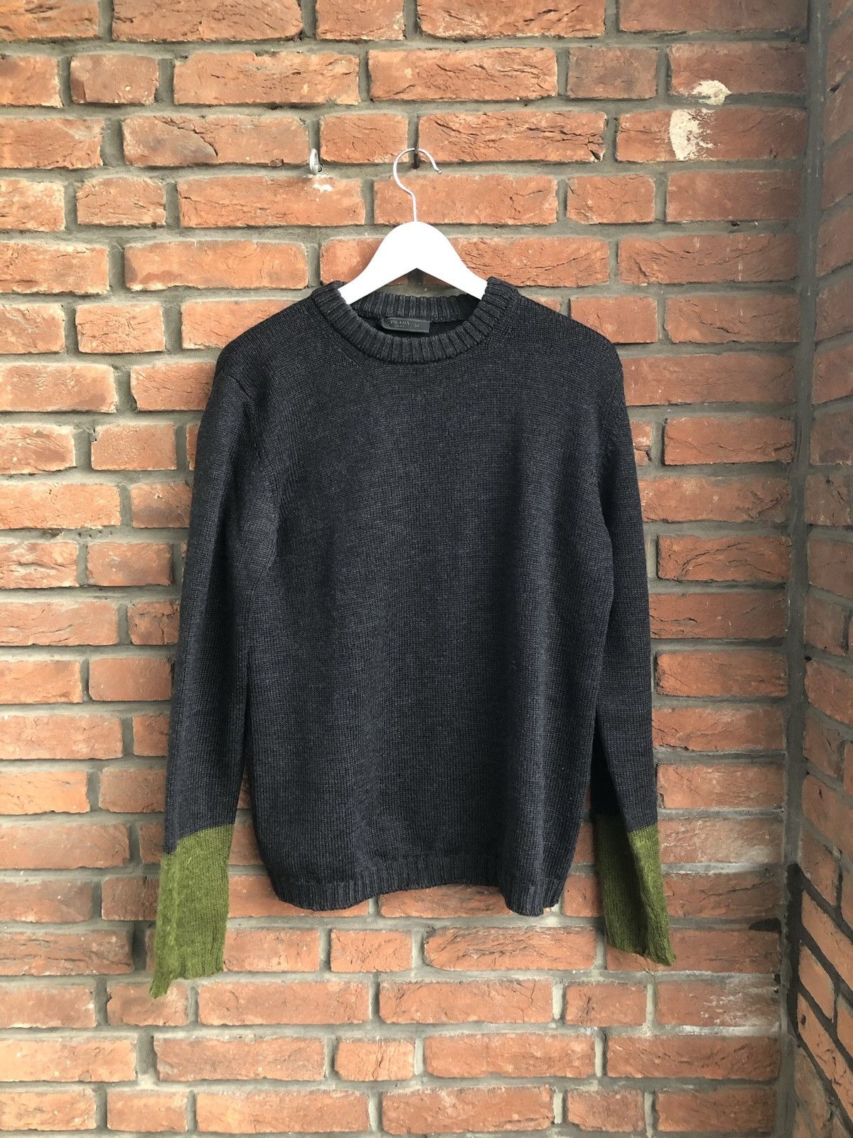image of Prada Wool/mohair Grunge Knit Sweater in Grey, Men's (Size Large)