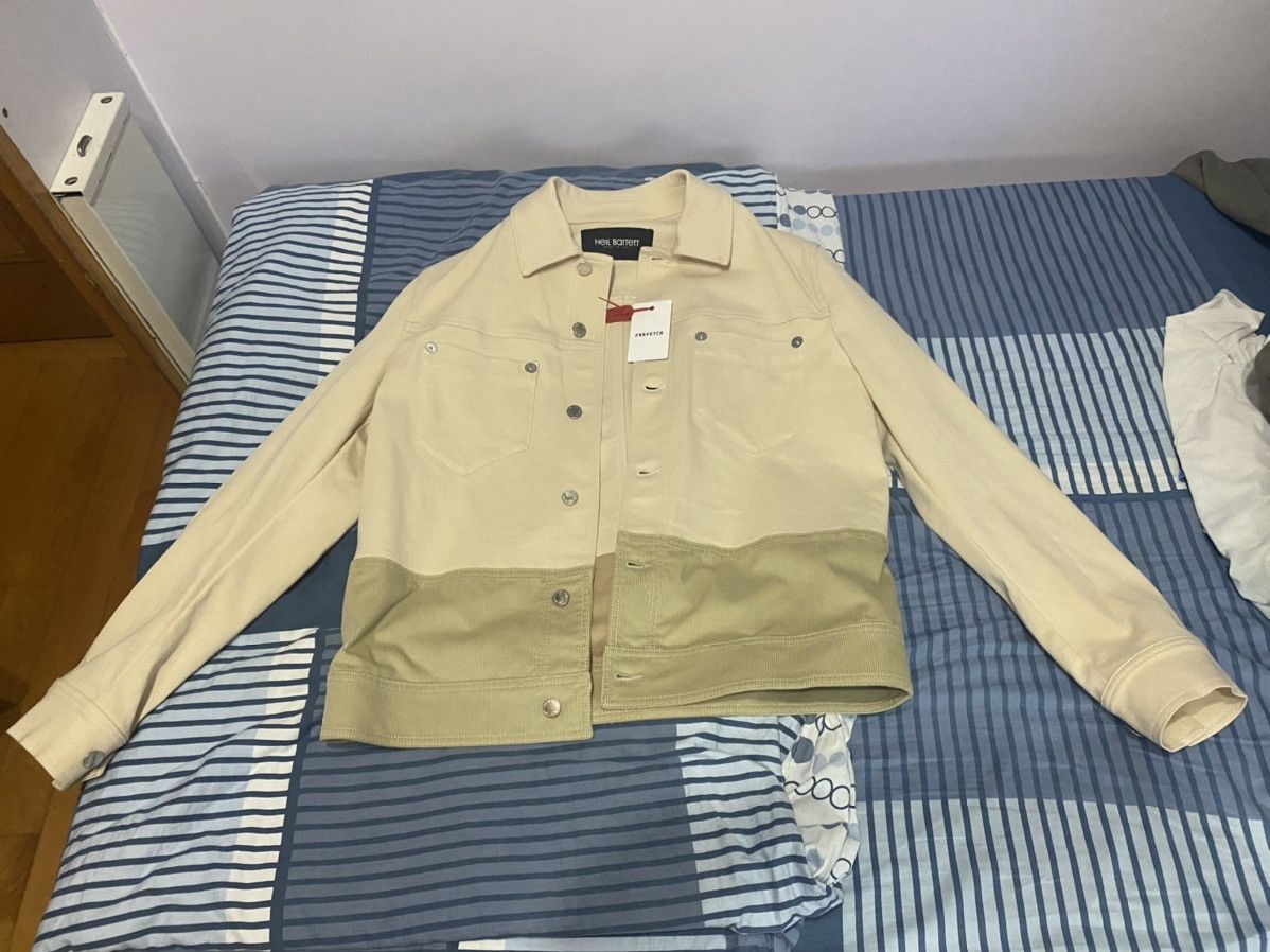 Two tone light trucker denim jacket