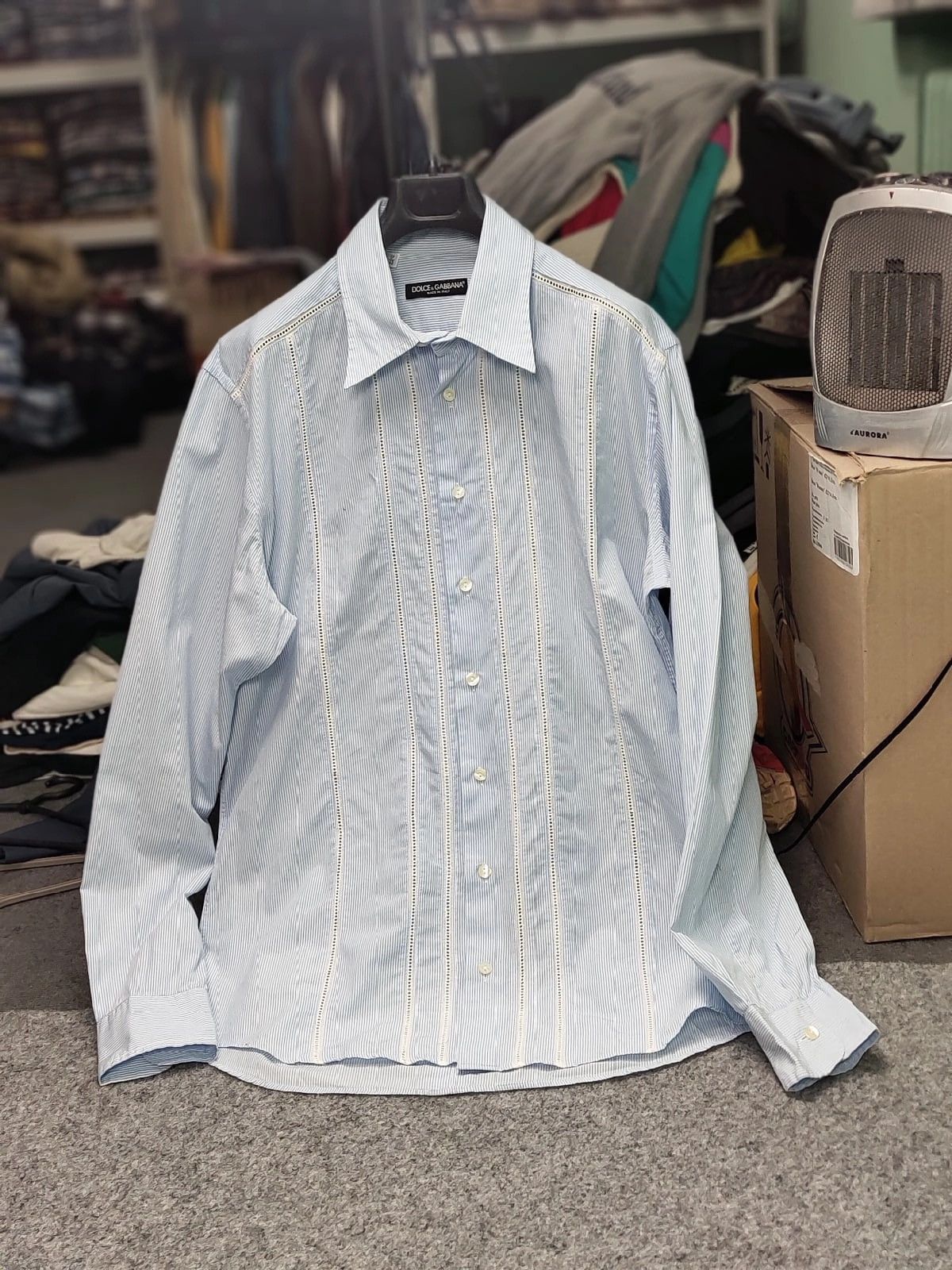 Dolce & Gabbana Dolce & Gabbana Vintage perforated Shirt Striped Button Up Size US L / EU 52-54 / 3 - 22 Thumbnail