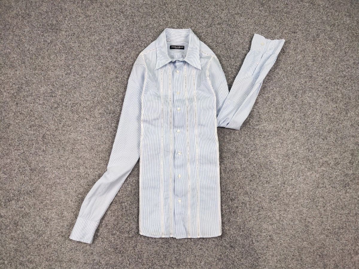 Dolce & Gabbana Dolce & Gabbana Vintage perforated Shirt Striped Button Up Size US L / EU 52-54 / 3 - 11 Thumbnail