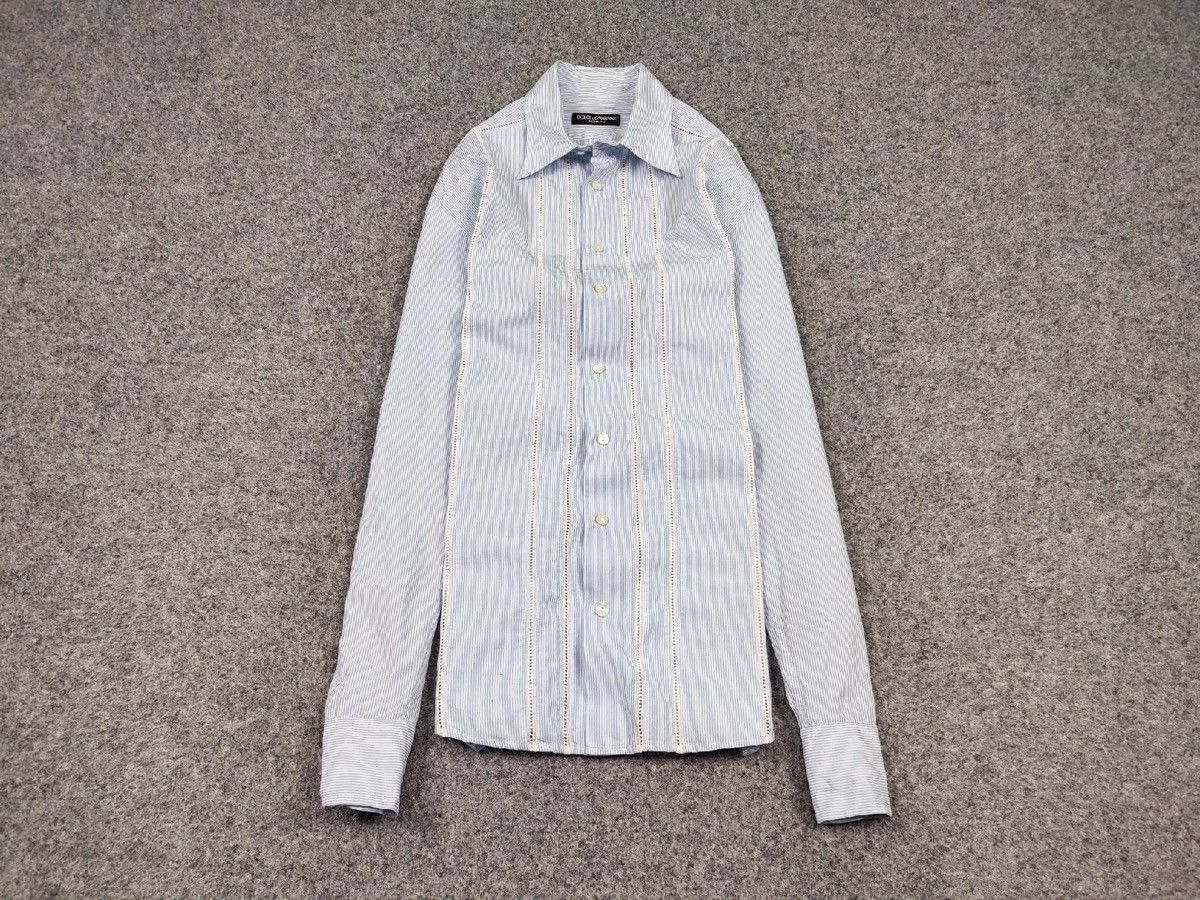 Dolce & Gabbana Dolce & Gabbana Vintage perforated Shirt Striped Button Up Size US L / EU 52-54 / 3 - 2 Thumbnail