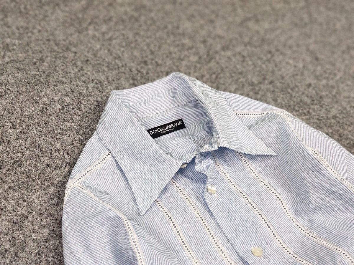 Dolce & Gabbana Dolce & Gabbana Vintage perforated Shirt Striped Button Up Size US L / EU 52-54 / 3 - 13 Thumbnail