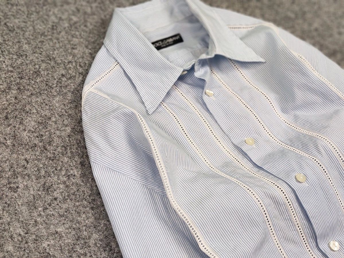 Dolce & Gabbana Dolce & Gabbana Vintage perforated Shirt Striped Button Up Size US L / EU 52-54 / 3 - 14 Thumbnail