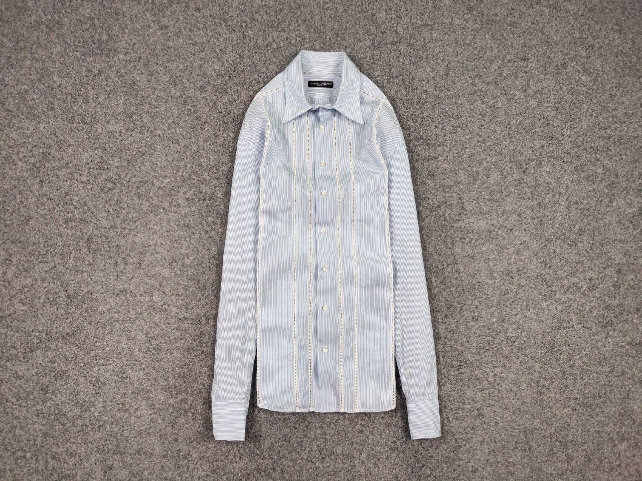 Dolce & Gabbana Dolce & Gabbana Vintage perforated Shirt Striped Button Up Size US L / EU 52-54 / 3 - 1 Thumbnail