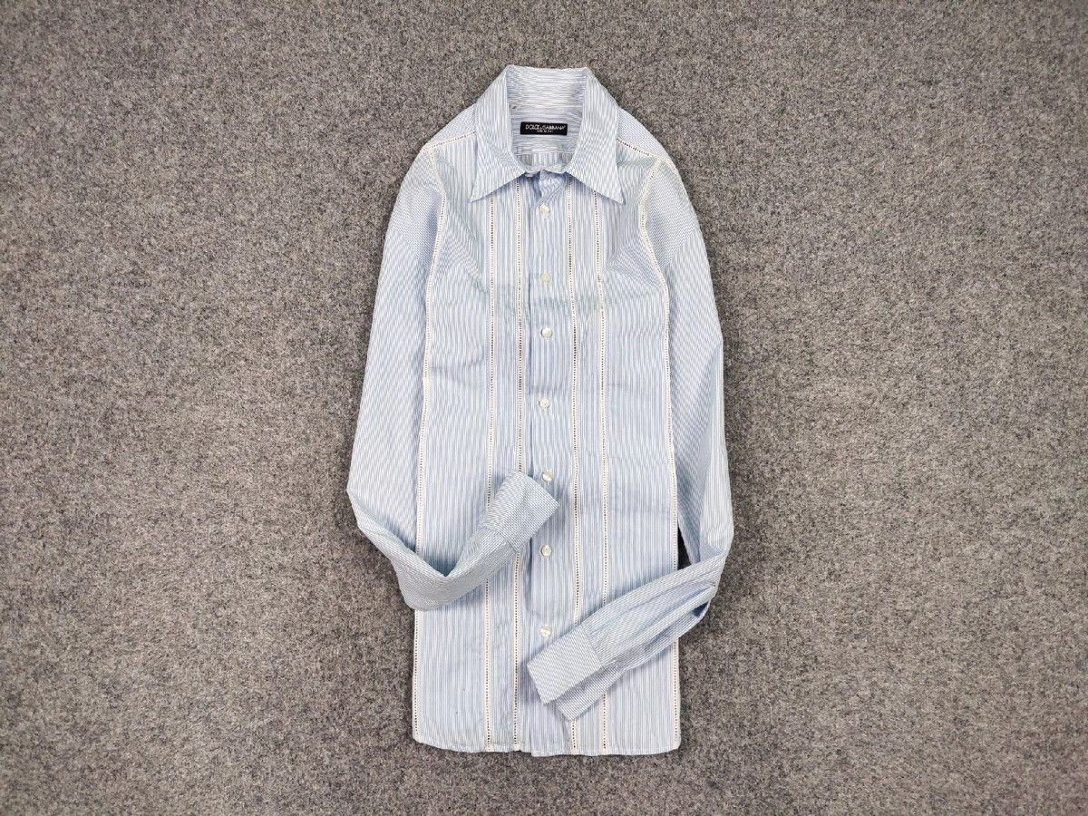 Dolce & Gabbana Dolce & Gabbana Vintage perforated Shirt Striped Button Up Size US L / EU 52-54 / 3 - 10 Thumbnail