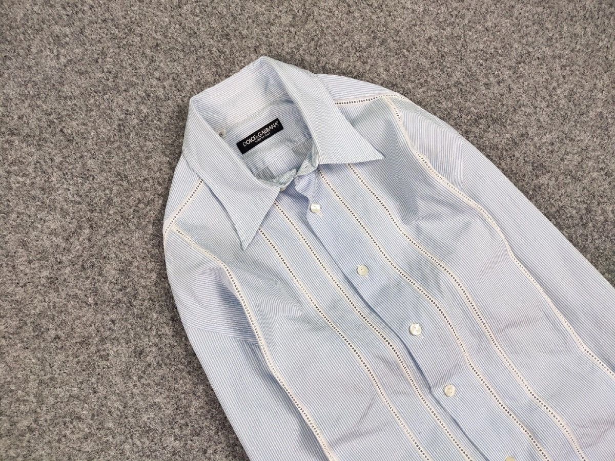 Dolce & Gabbana Dolce & Gabbana Vintage perforated Shirt Striped Button Up Size US L / EU 52-54 / 3 - 7 Thumbnail