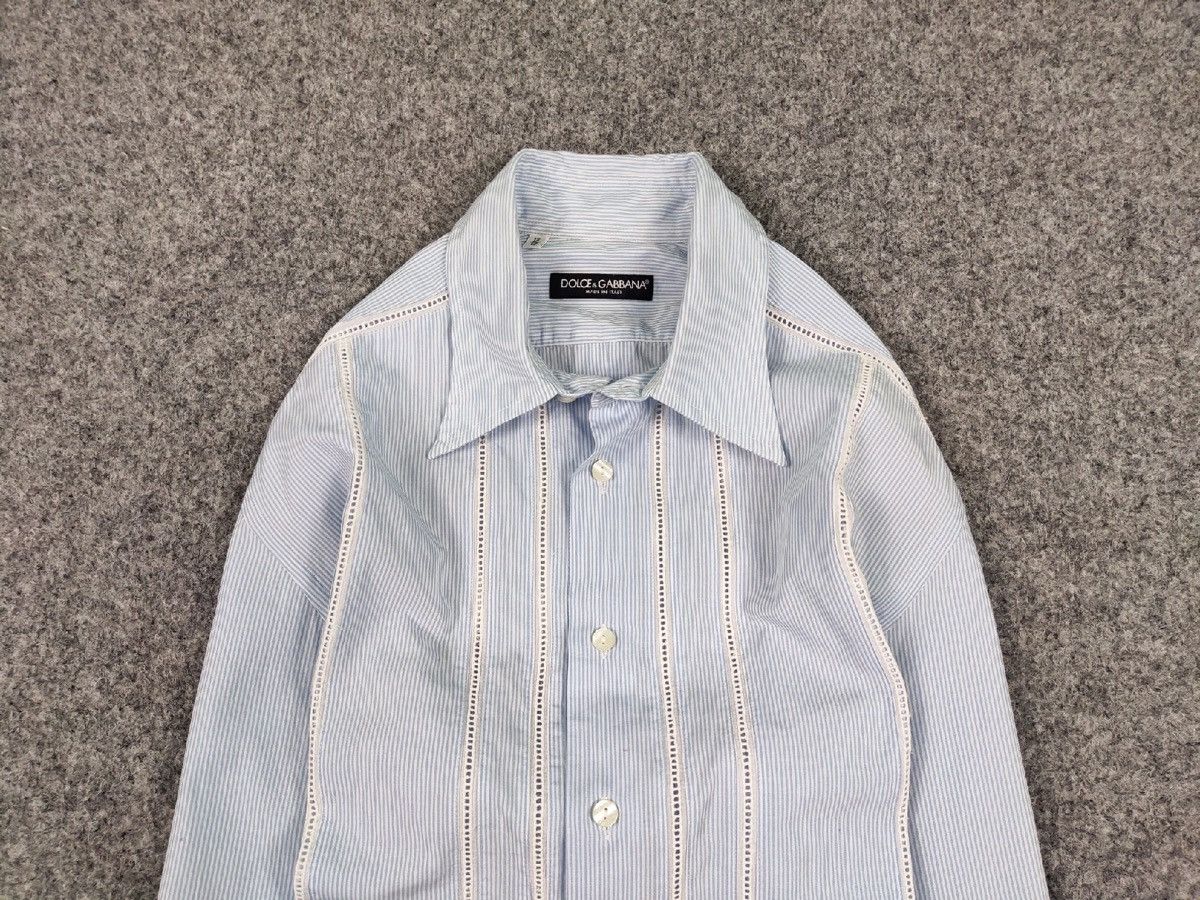 Dolce & Gabbana Dolce & Gabbana Vintage perforated Shirt Striped Button Up Size US L / EU 52-54 / 3 - 8 Thumbnail