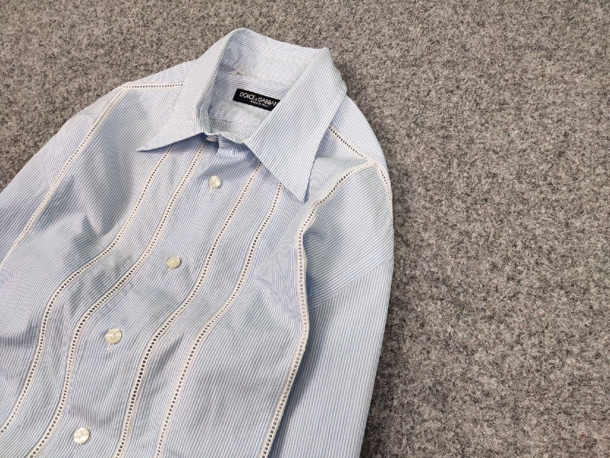 Dolce & Gabbana Dolce & Gabbana Vintage perforated Shirt Striped Button Up Size US L / EU 52-54 / 3 - 4 Thumbnail