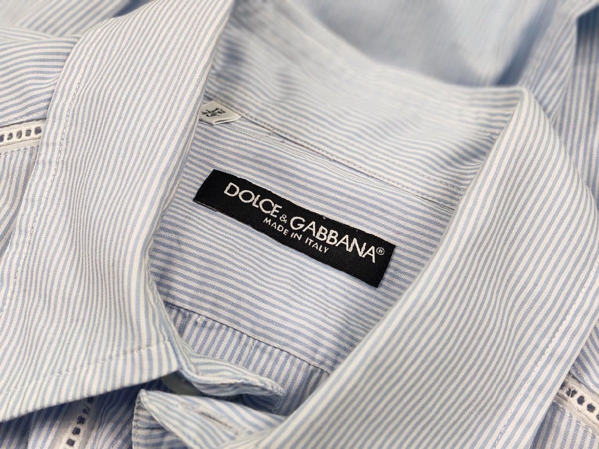 Dolce & Gabbana Dolce & Gabbana Vintage perforated Shirt Striped Button Up Size US L / EU 52-54 / 3 - 18 Thumbnail