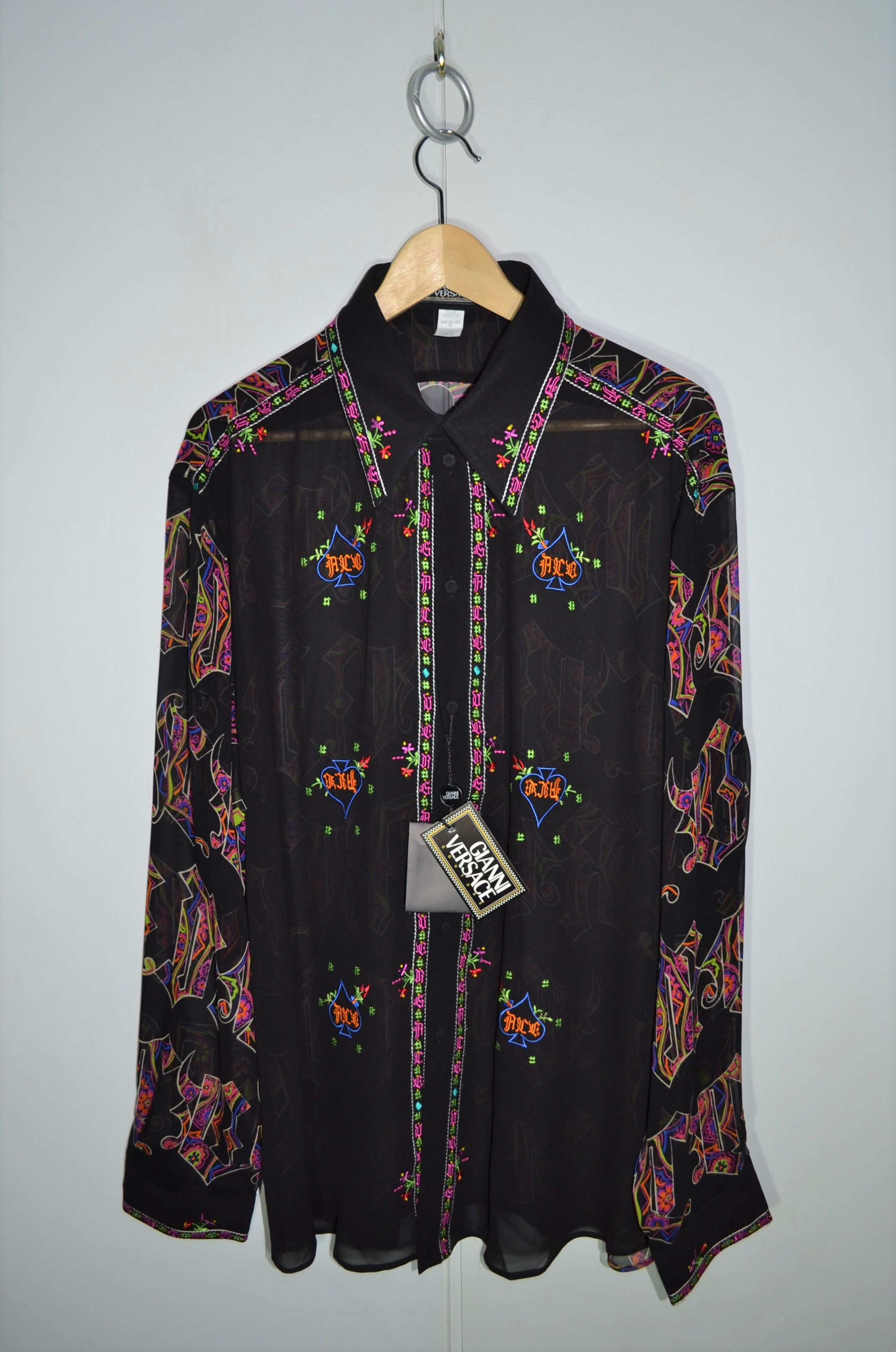 Versace NEW Gianni Versace 1990s Silk Shirt 56 Size ACE Transparent Size US XL / EU 56 / 4 - 2 Thumbnail