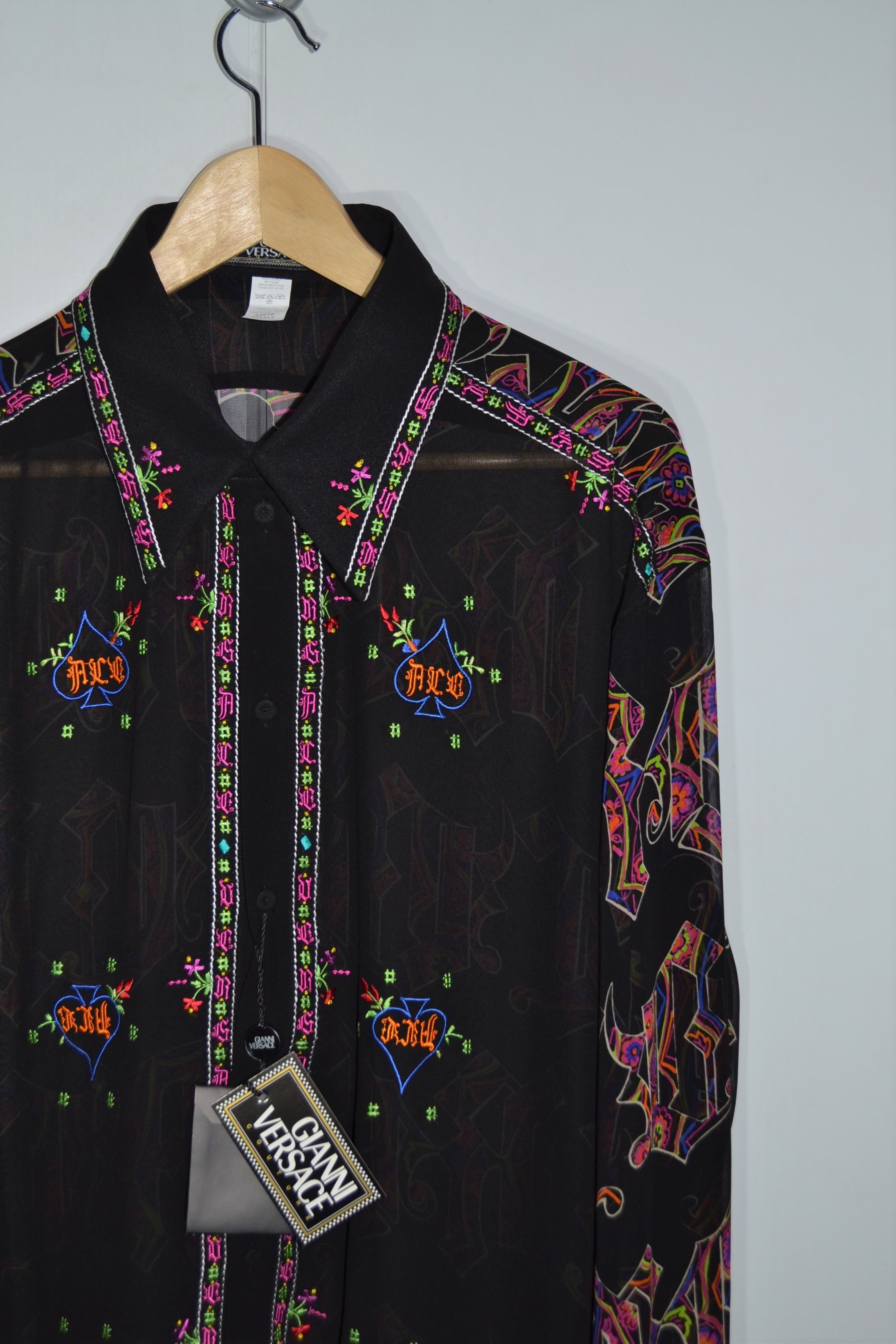 Versace NEW Gianni Versace 1990s Silk Shirt 56 Size ACE Transparent Size US XL / EU 56 / 4 - 1 Thumbnail