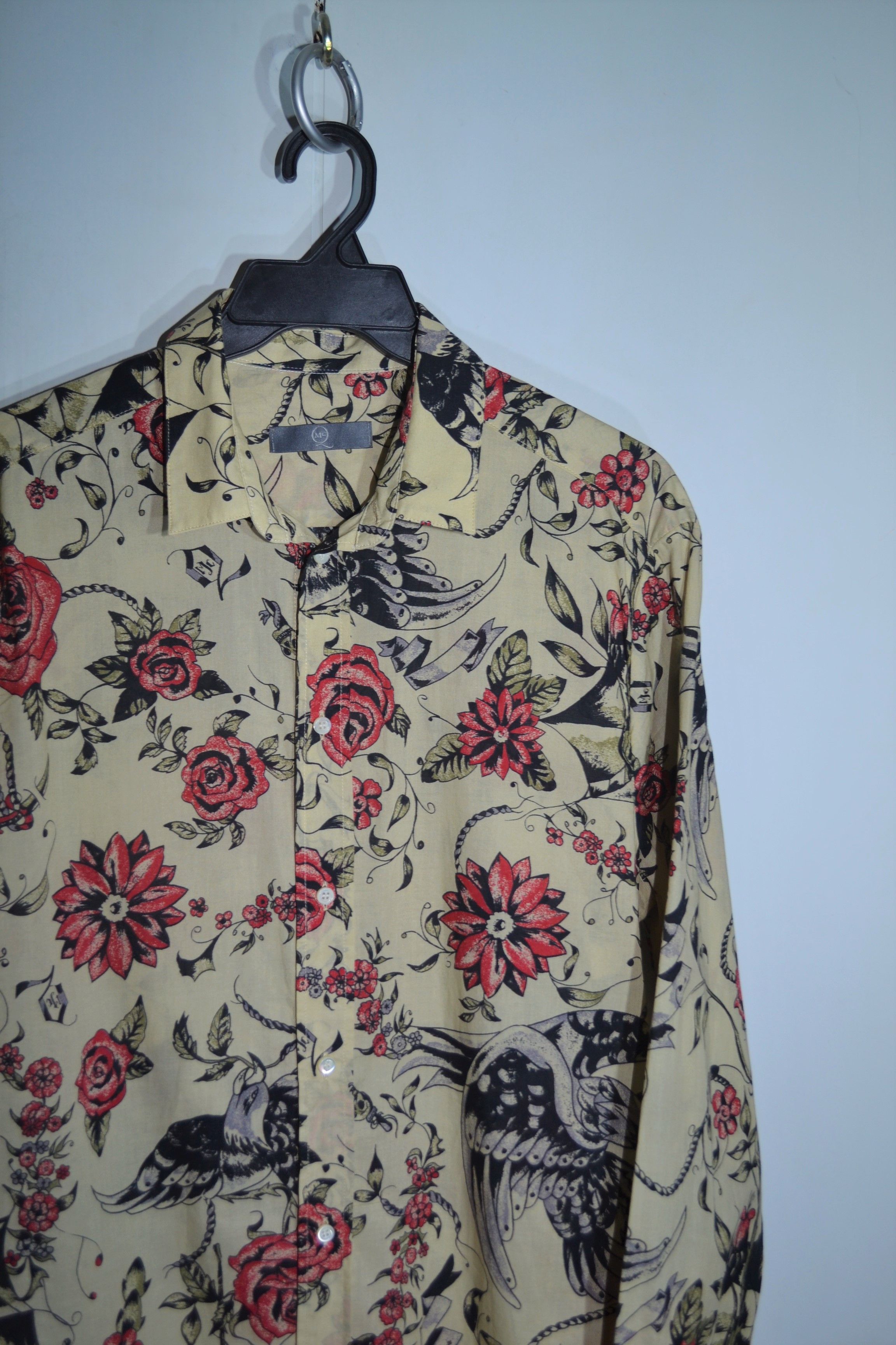 Alexander McQueen Alexander McQueen 50 M Raven Web Floral Tattoo Shirt Size US M / EU 48-50 / 2 - 1 Thumbnail