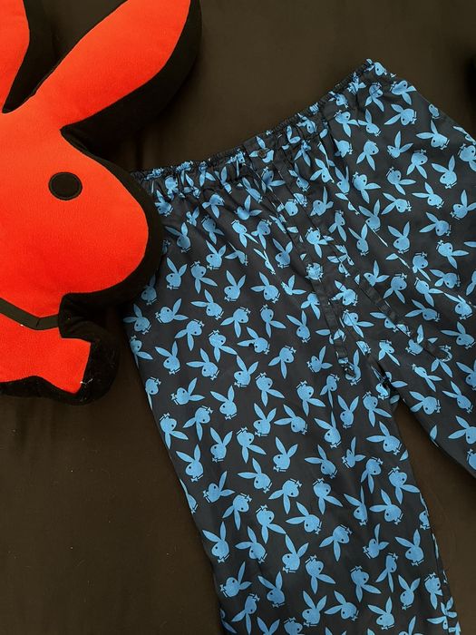 Playboy blue silky playboy bunny pajama pants Grailed