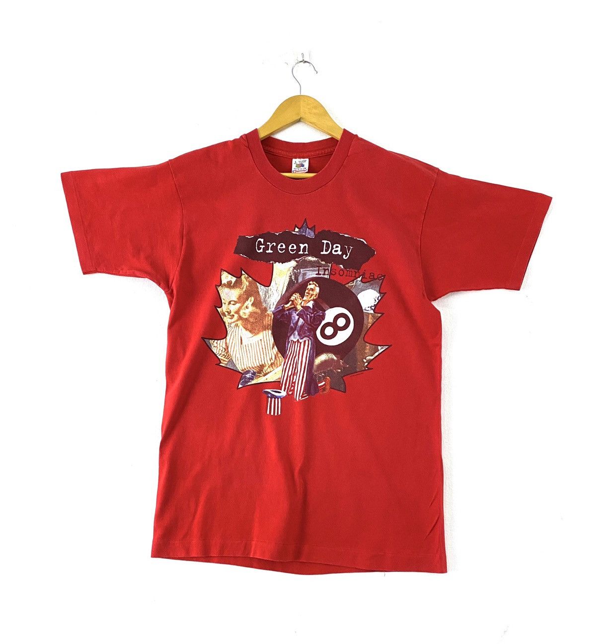 image of Band Tees x Tour Tee Vintage 1994 Green Day Insomniac Canadian Tour T-Shirts in Red (Size Large)