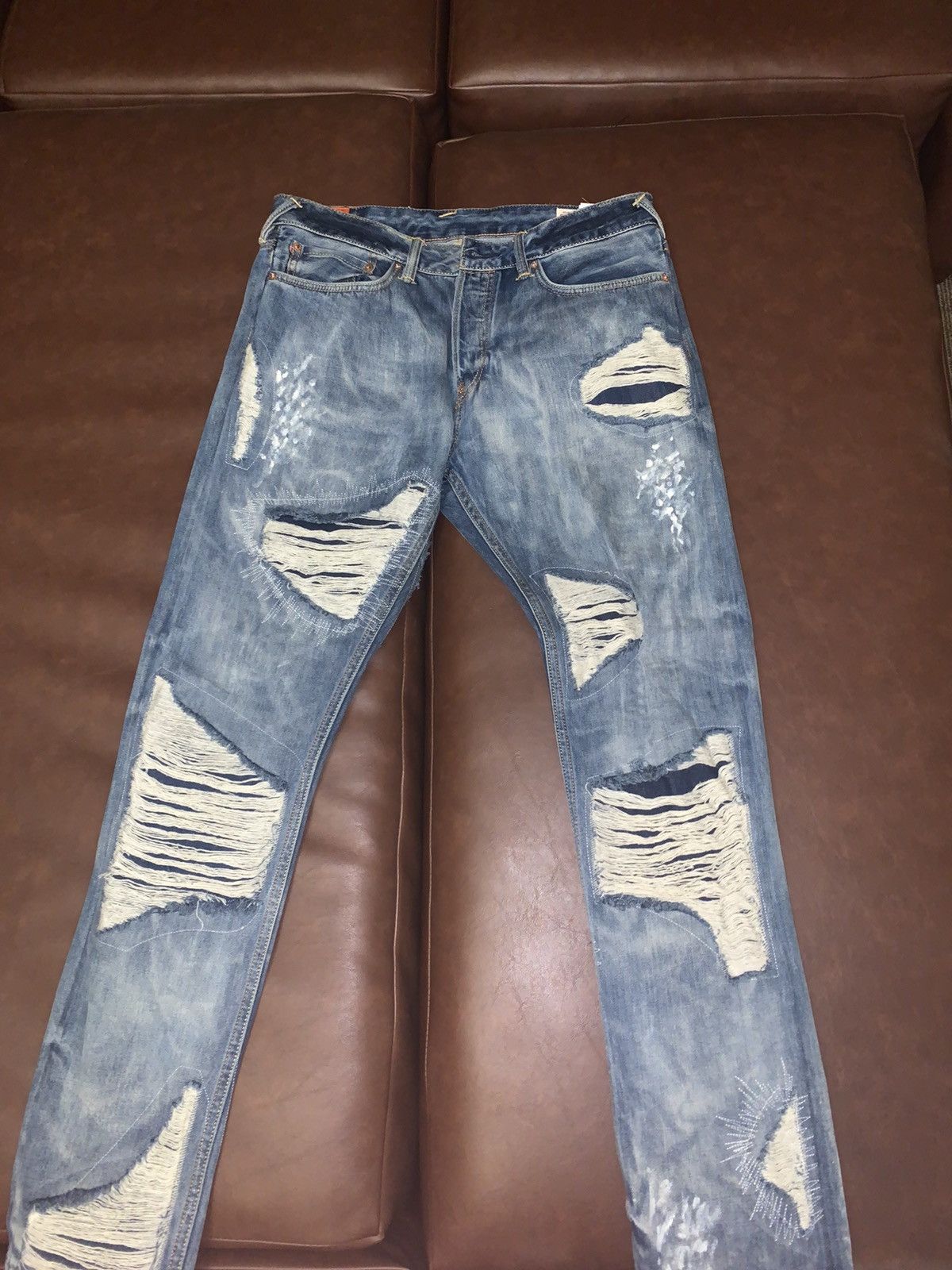 Evisu Evisu X Ev bravado custom ripped denim | Grailed