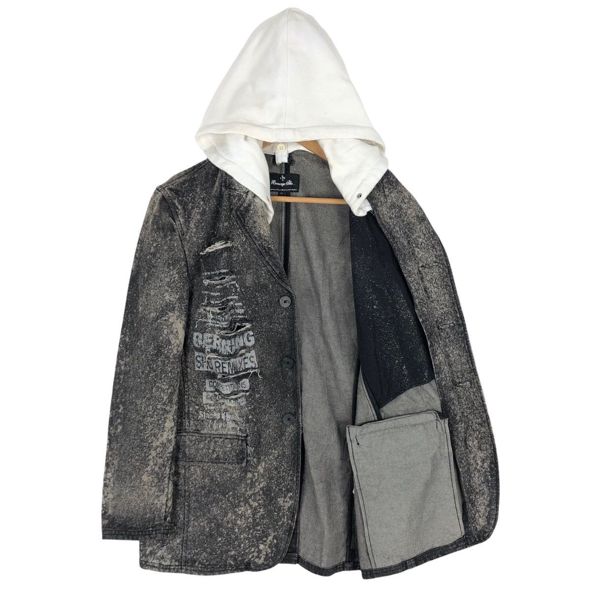 Japanese Brand Berning Sho Denim Jacket Hoodie Punk Streetwear Size US M / EU 48-50 / 2 - 7 Thumbnail