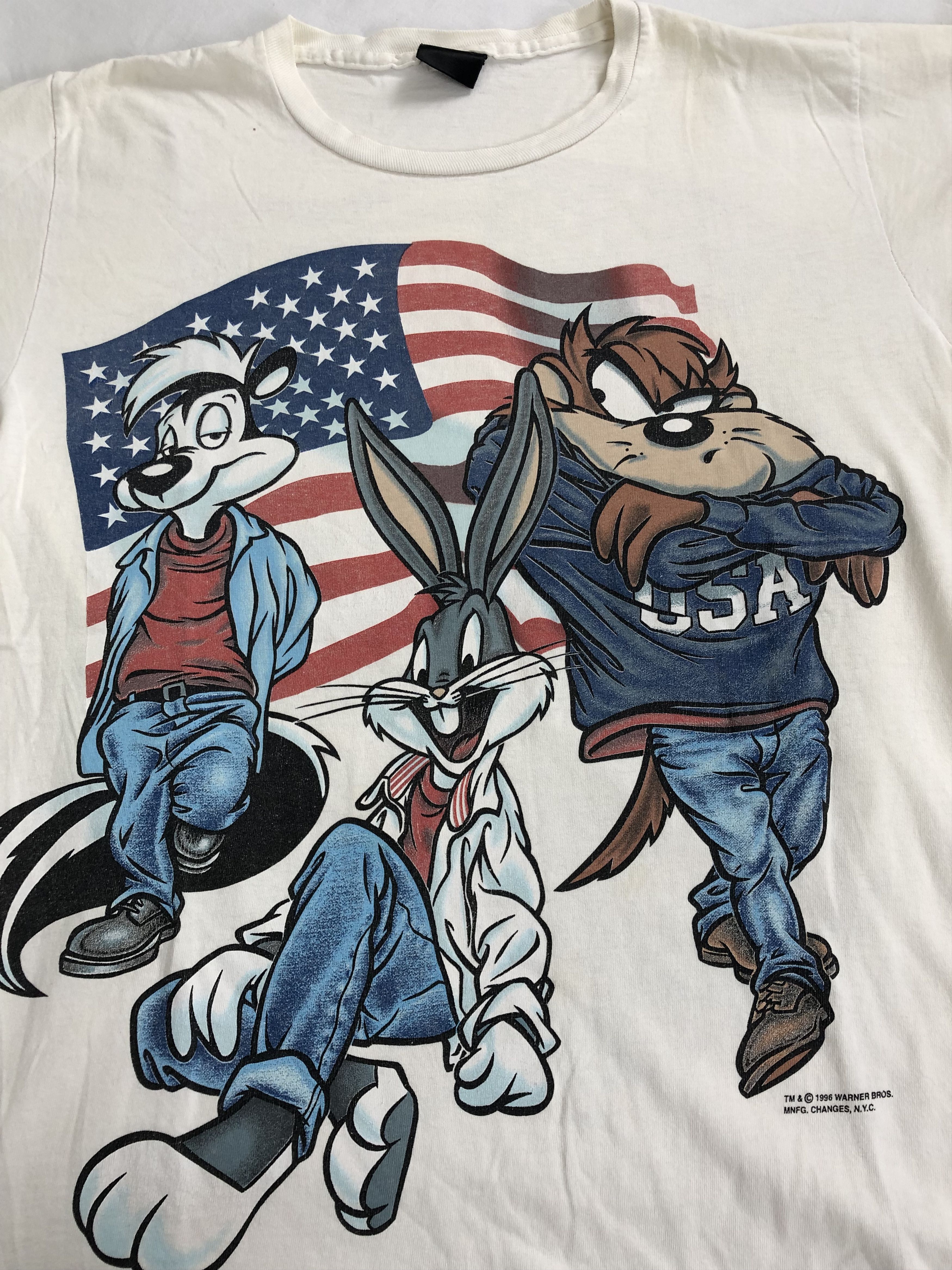 Cartoon Network Vintage 1996 Taz Tazmanian Devil Bugs Bunny Pepé Le Pew Size US L / EU 52-54 / 3 - 3 Thumbnail