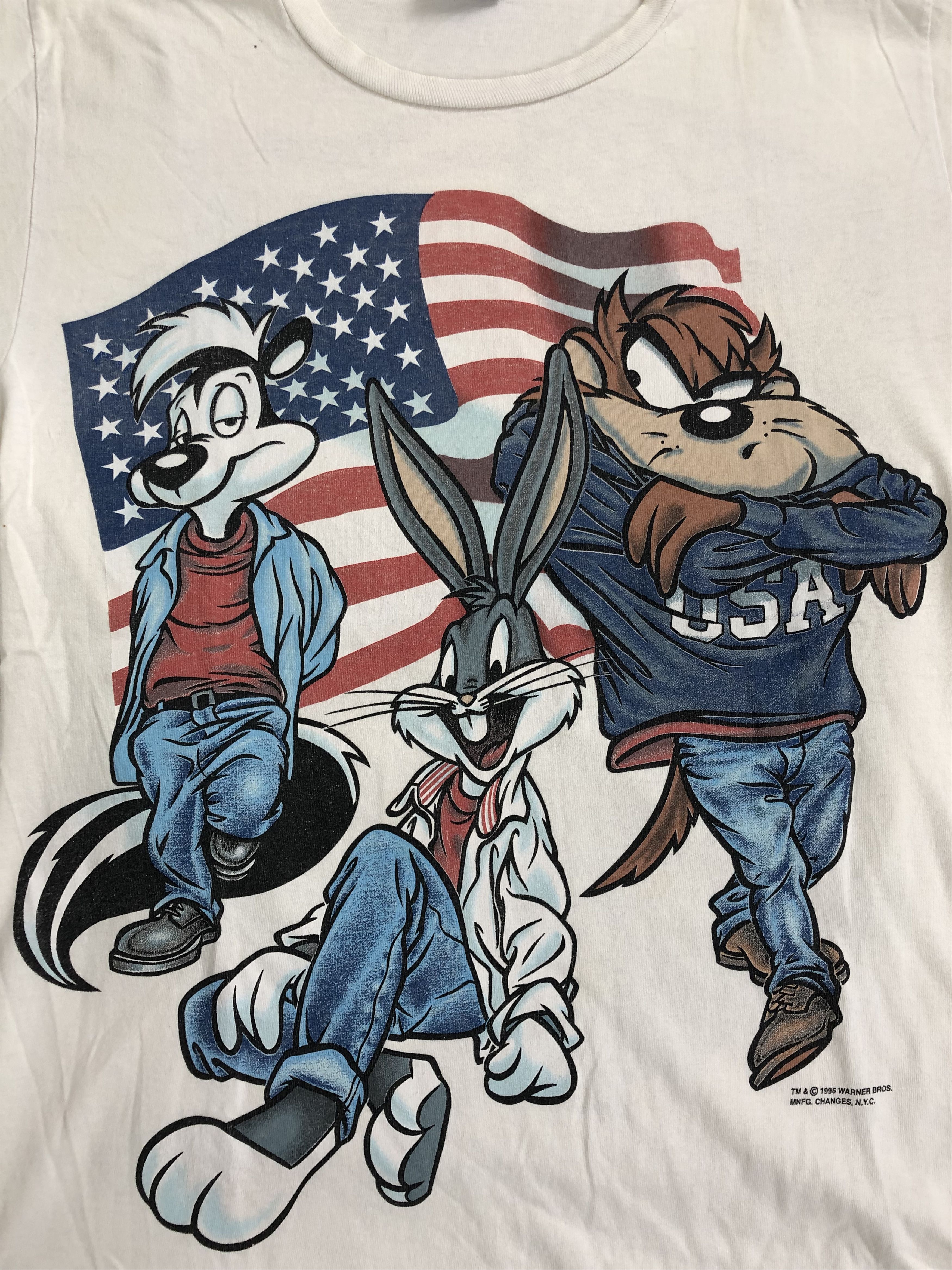 Cartoon Network Vintage 1996 Taz Tazmanian Devil Bugs Bunny Pepé Le Pew Size US L / EU 52-54 / 3 - 4 Thumbnail