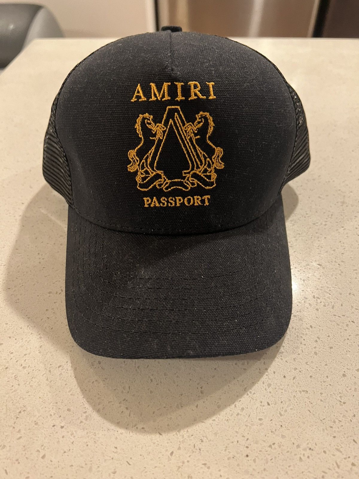 AMIRI Black 'Passport' Trucker Hat