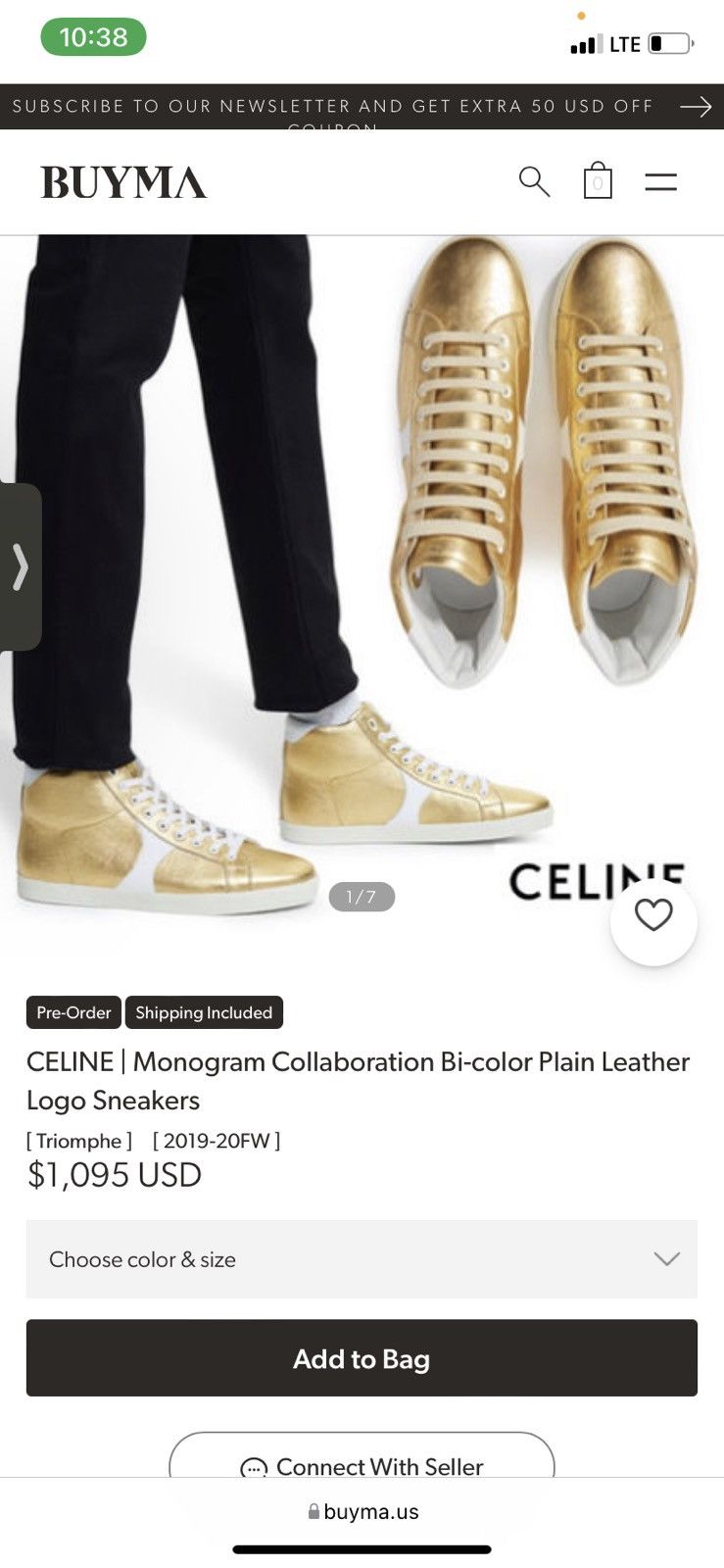 Celine *Limited Celine Triomphe Mid Lace Up Sneaker Size US 10 / EU 43 - 5 Thumbnail