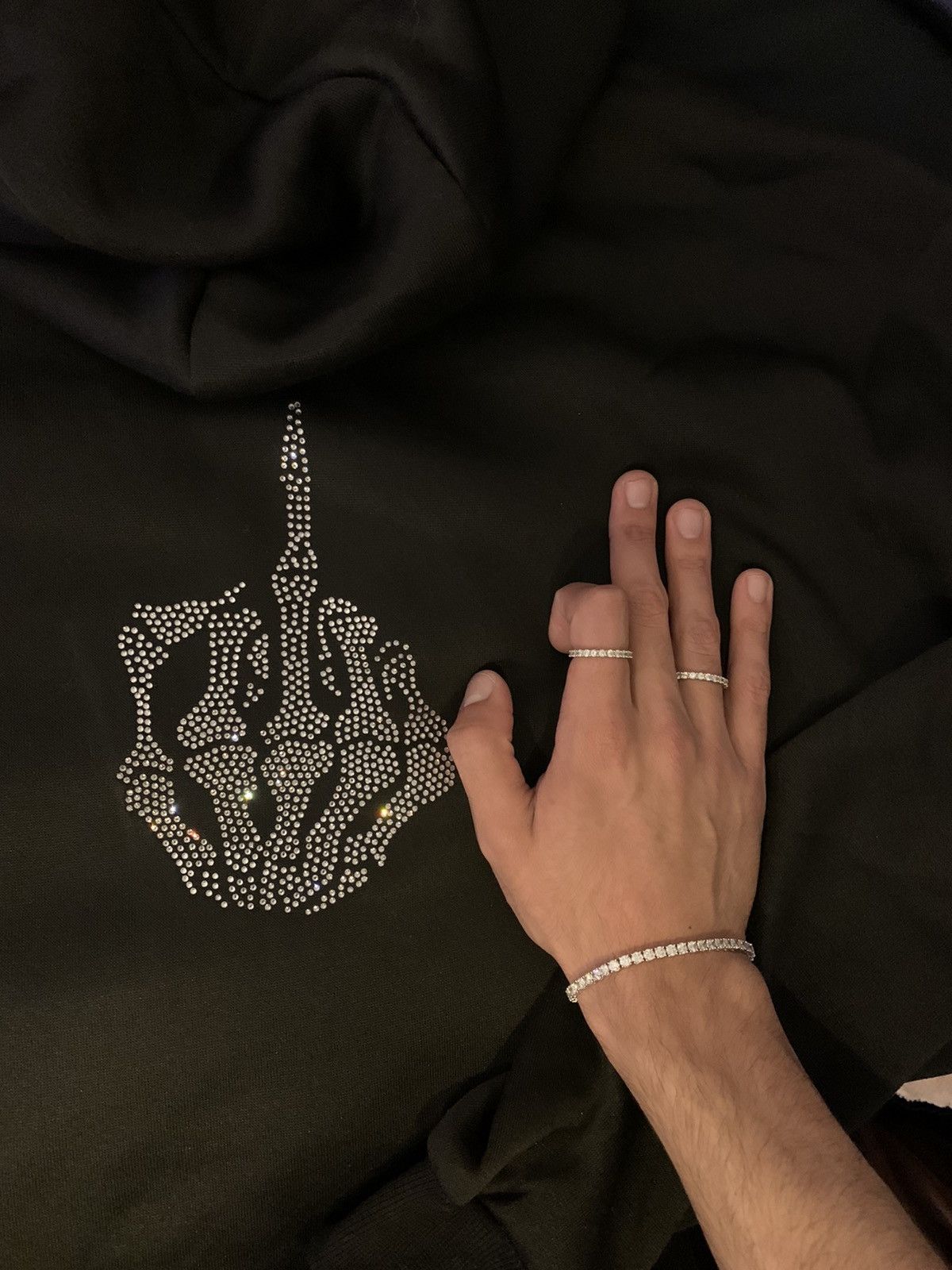 Vintage Rhinestones Skeleton Hands and Cross Zip Up Hoodie | Grailed
