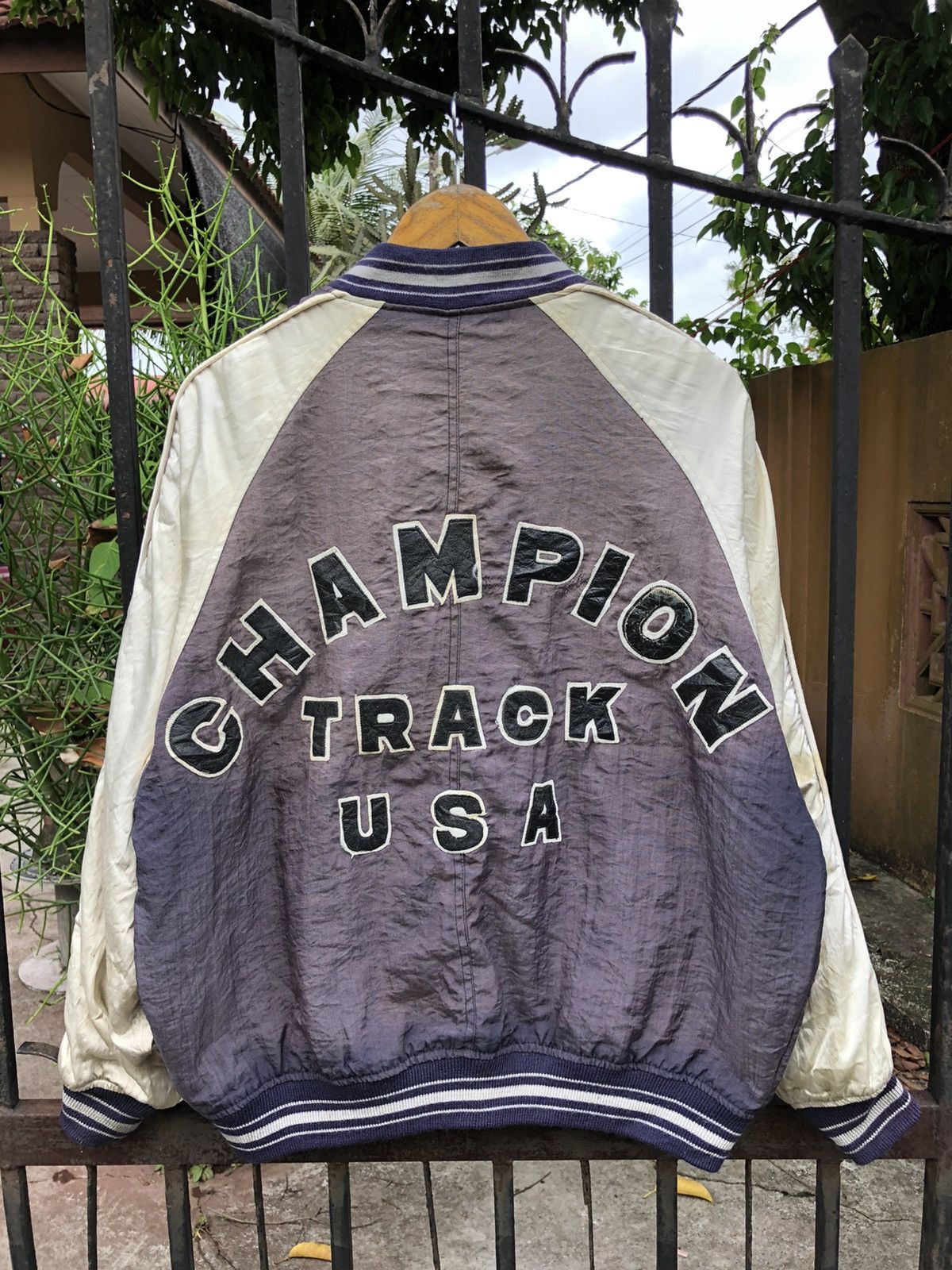 Vintage Vintage Distressed Champion Track USA Varsity Jacket Size US L / EU 52-54 / 3 - 1 Thumbnail