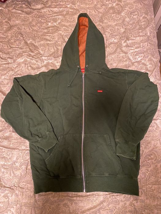 Supreme Supreme Contrast Zip Up Hooded Sweatshirt Dark Green SS18