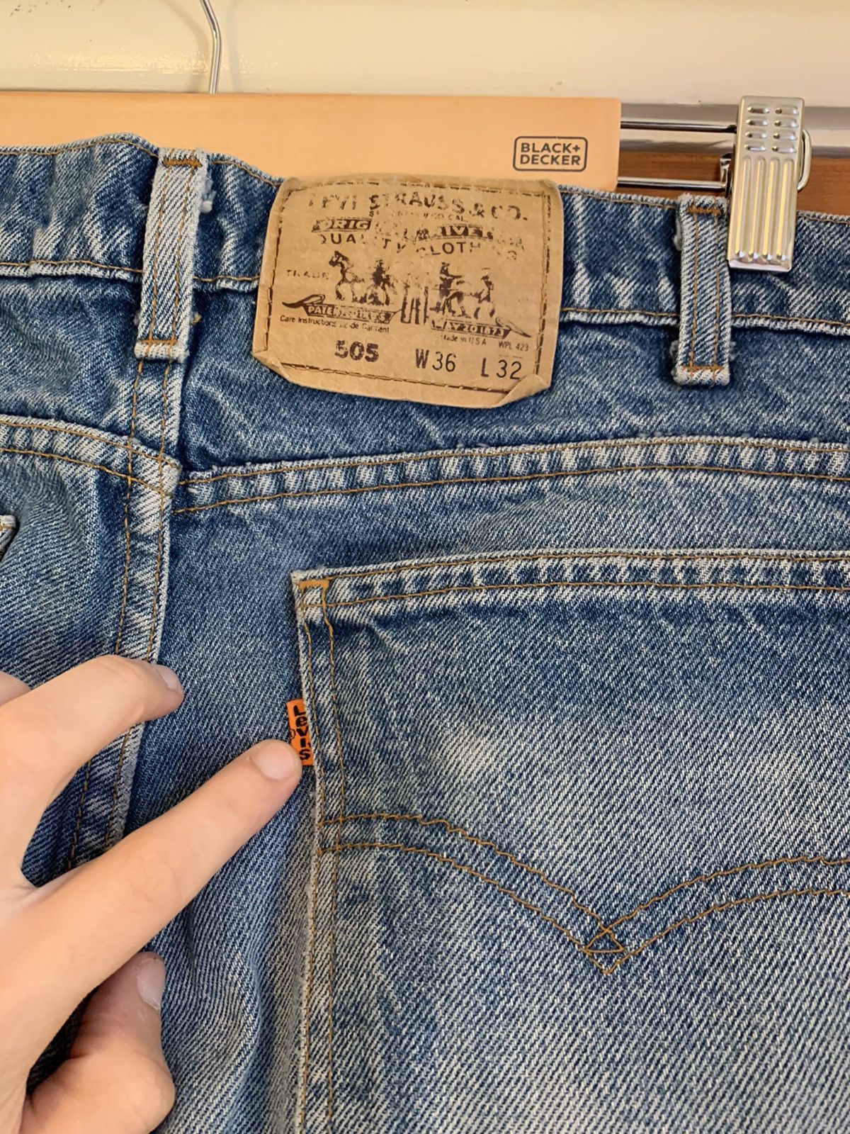 Levi's × Vintage *RARE* Vintage Levi’s 505 Orange Tab USA Made Denim Jeans Size US 36 / EU 52 - 6 Thumbnail