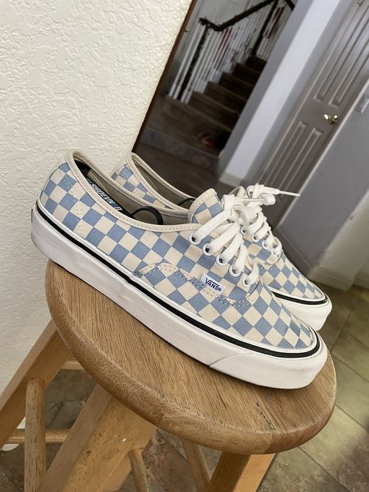 Light blue checkerboard on sale vans