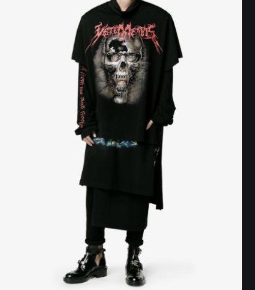 Vetements 2016AW death metal inspired layered skull tee/tunic