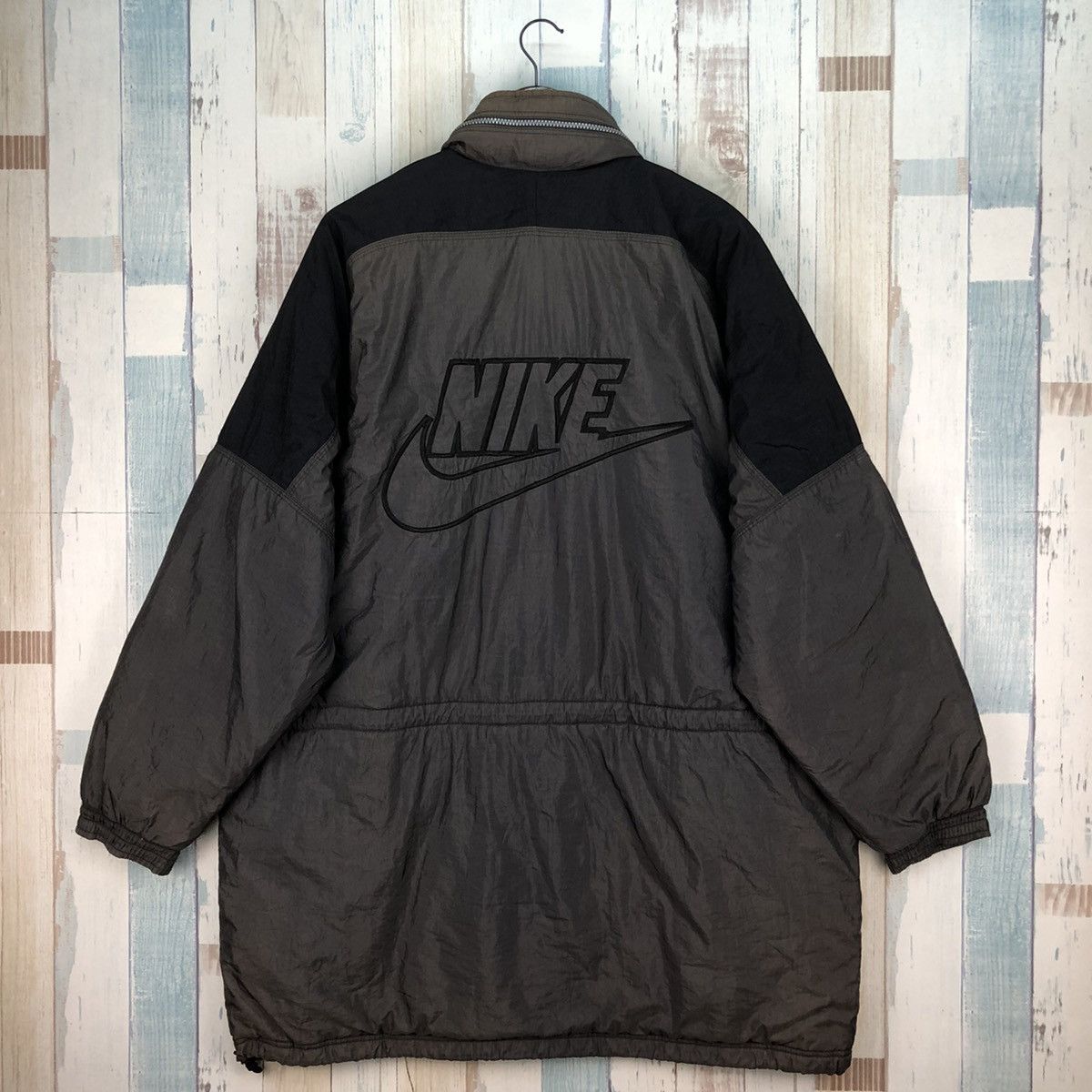 Nike × Vintage Vintage 90s Nike Big Logo Long Jacket Size US L / EU 52-54 / 3 - 1 Thumbnail