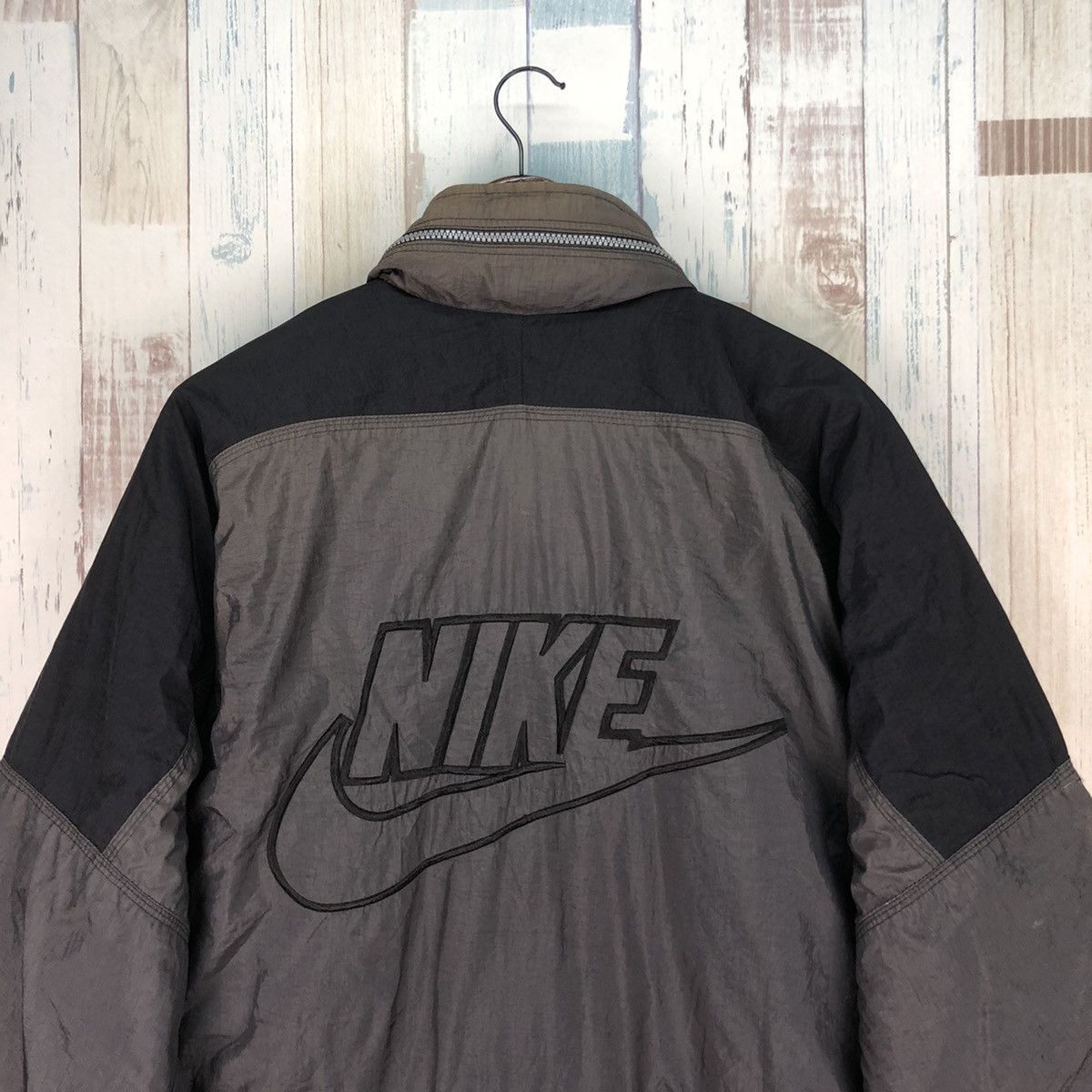 Nike × Vintage Vintage 90s Nike Big Logo Long Jacket Size US L / EU 52-54 / 3 - 4 Thumbnail