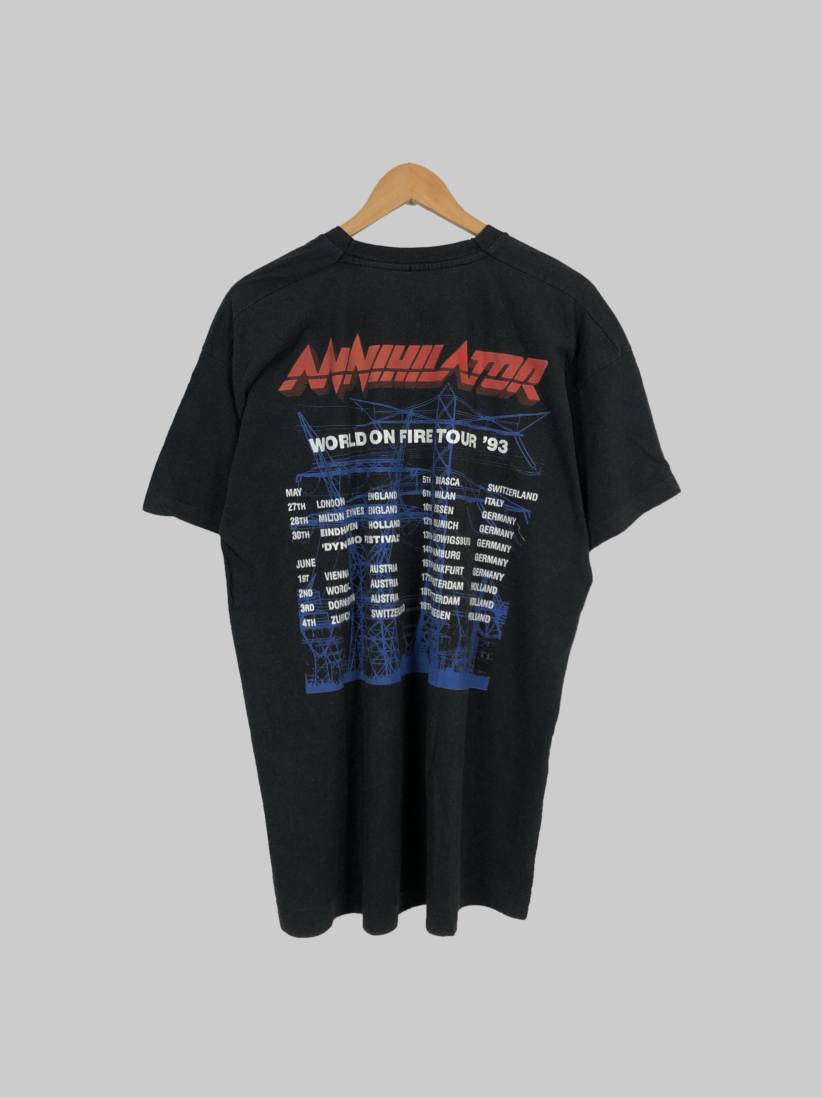 Band Tees Vintage 1993 Annihilator Set The World On Fire (Death Angel Size US XL / EU 56 / 4 - 2 Thumbnail