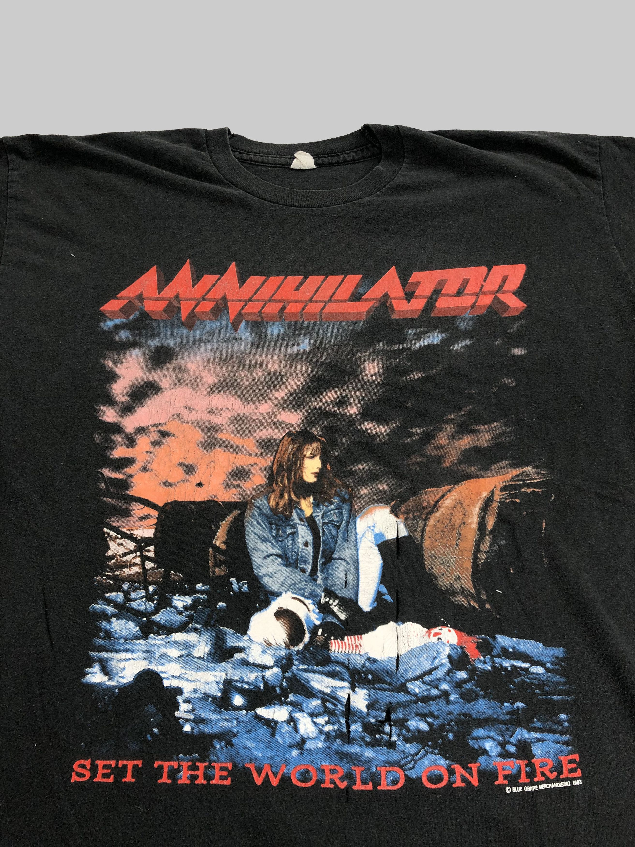 Band Tees Vintage 1993 Annihilator Set The World On Fire (Death Angel Size US XL / EU 56 / 4 - 3 Thumbnail