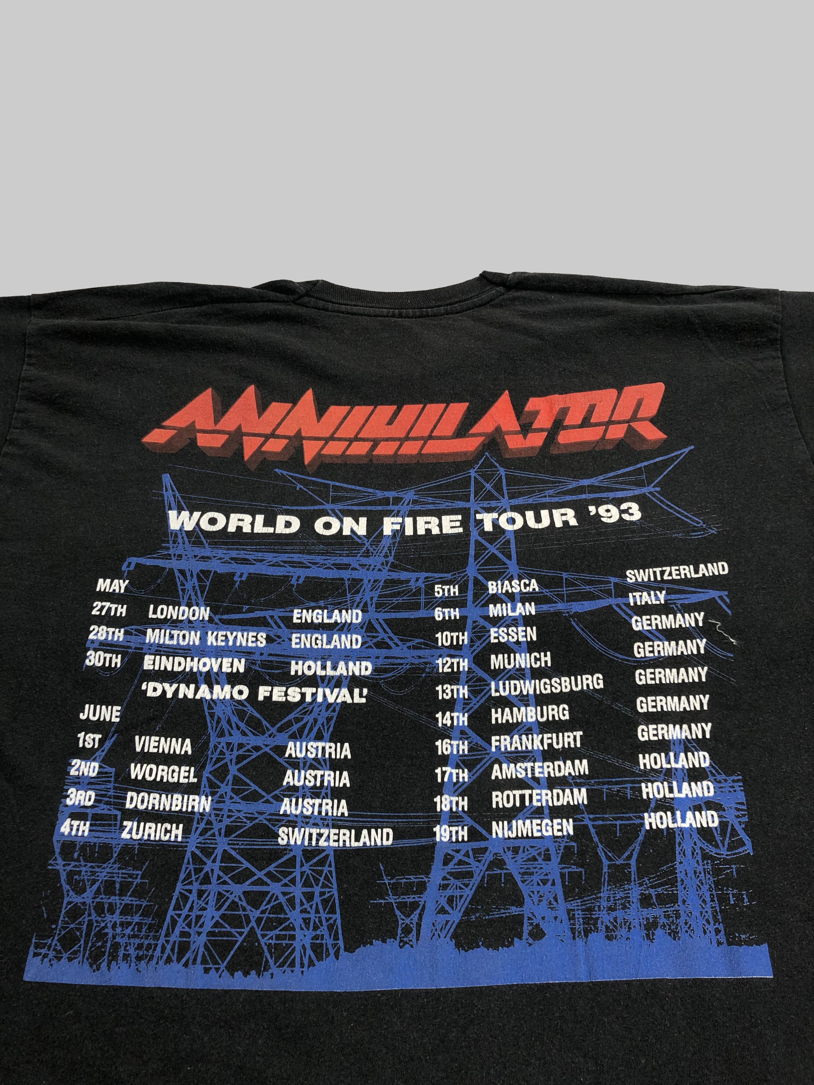 Band Tees Vintage 1993 Annihilator Set The World On Fire (Death Angel Size US XL / EU 56 / 4 - 8 Thumbnail
